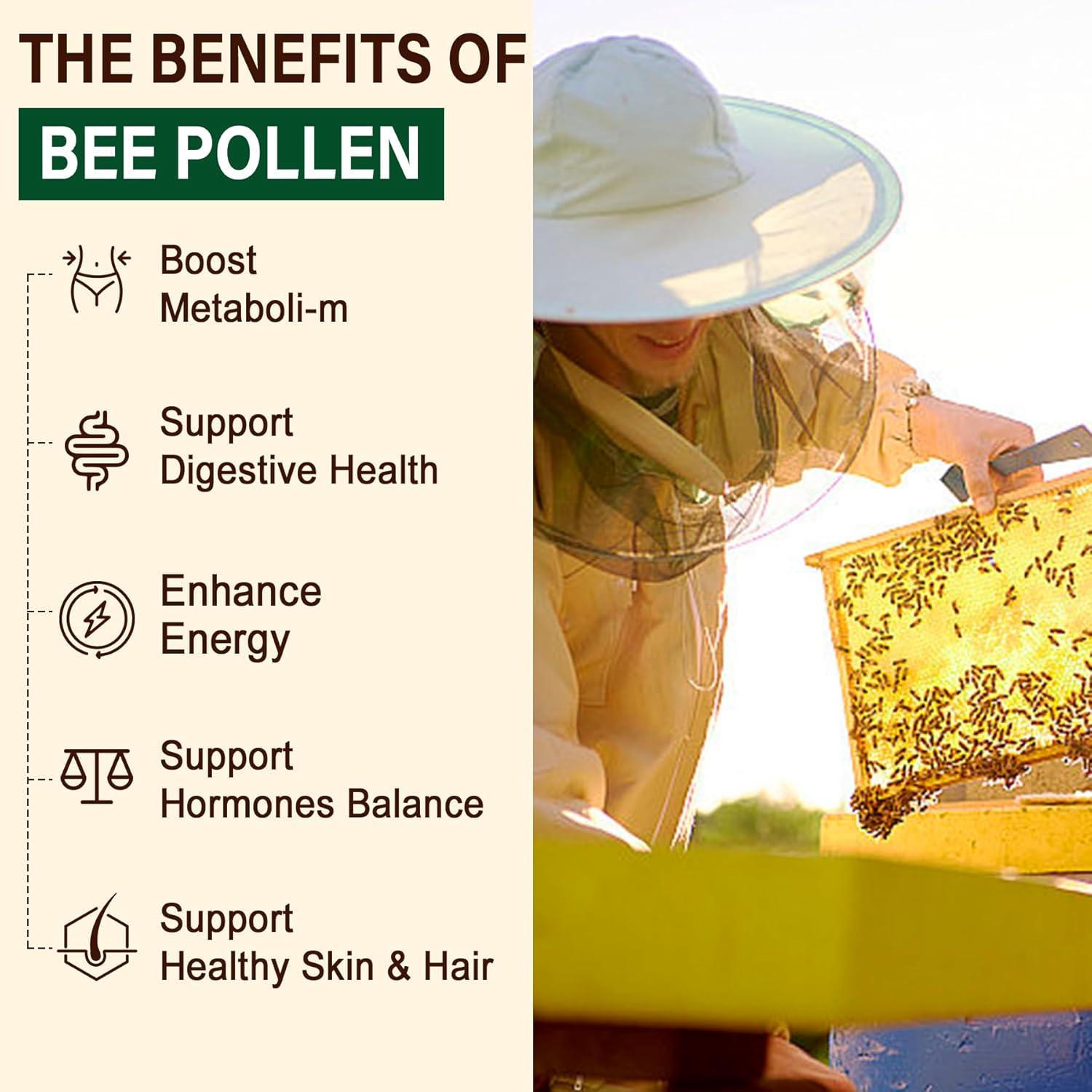 Polen de Abeja Orgánico 1000mg con Probioticos y Cúrcuma