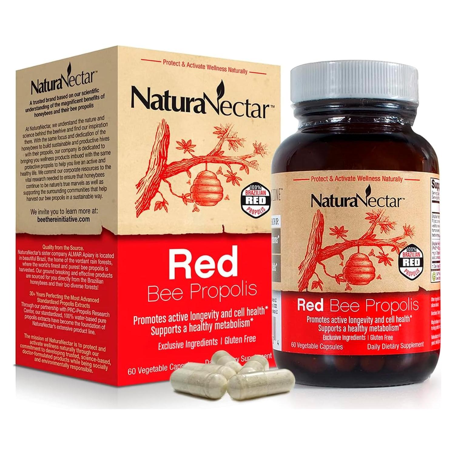 Cápsulas de Propóleos Rojos de Abeja NaturaNectar 60 pcs