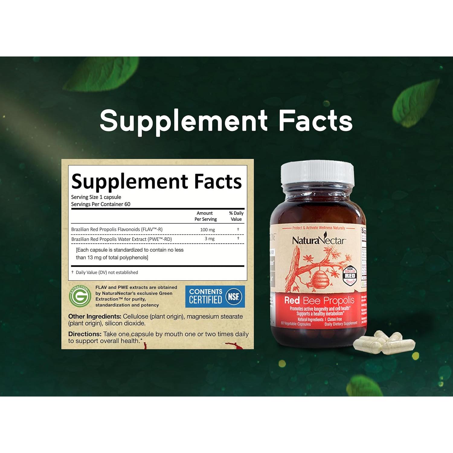 Cápsulas de Propóleos Rojos de Abeja NaturaNectar 60 pcs
