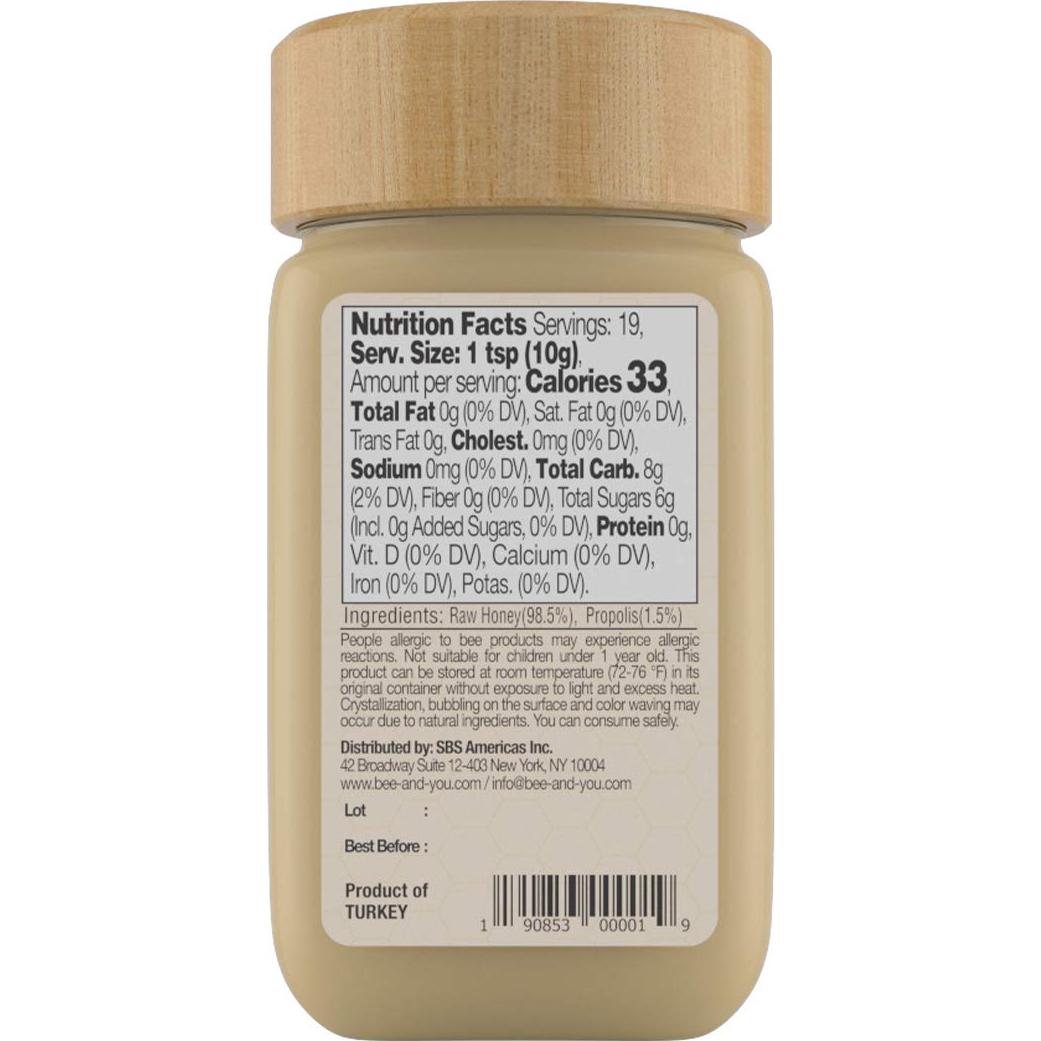 Miel Cruda Bee and You con Propóleos 190.5 g - Suplemento Inmunológico