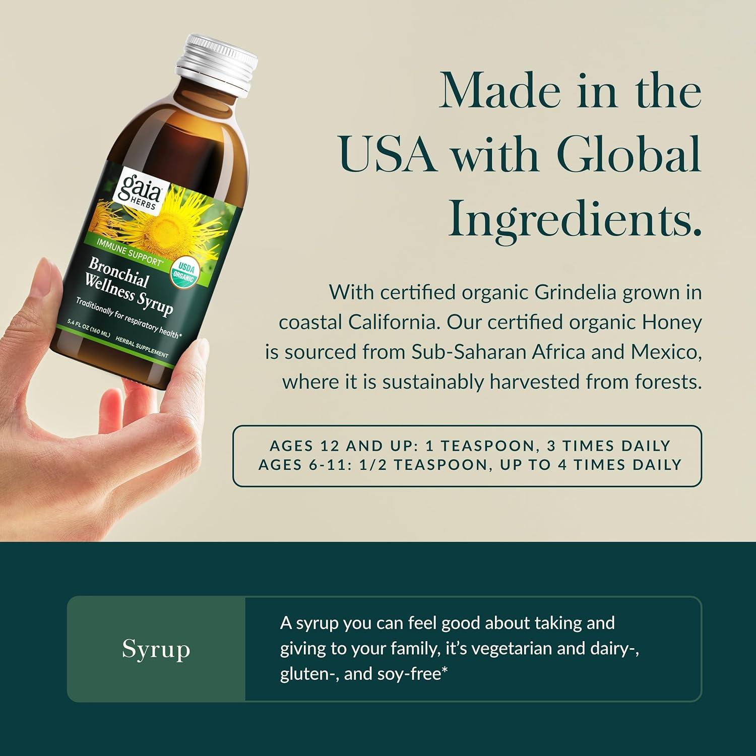 Jarabe Bronquial Gaia Herbs 160 ml - Soporte Inmunológico y Pulmonar