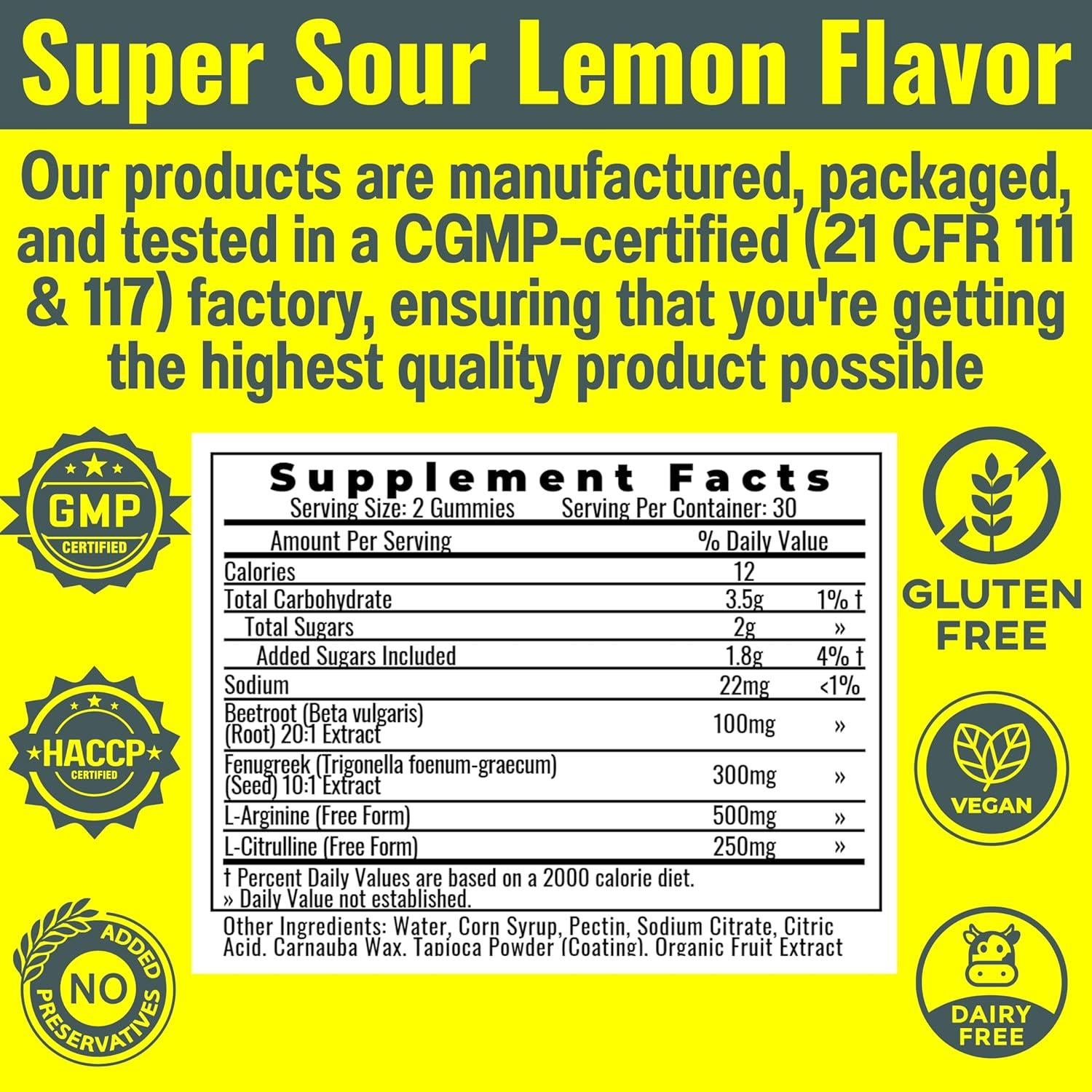 Gomitas SHIZAM Óxido Nítrico L-Arginina 500mg Sabor Limón