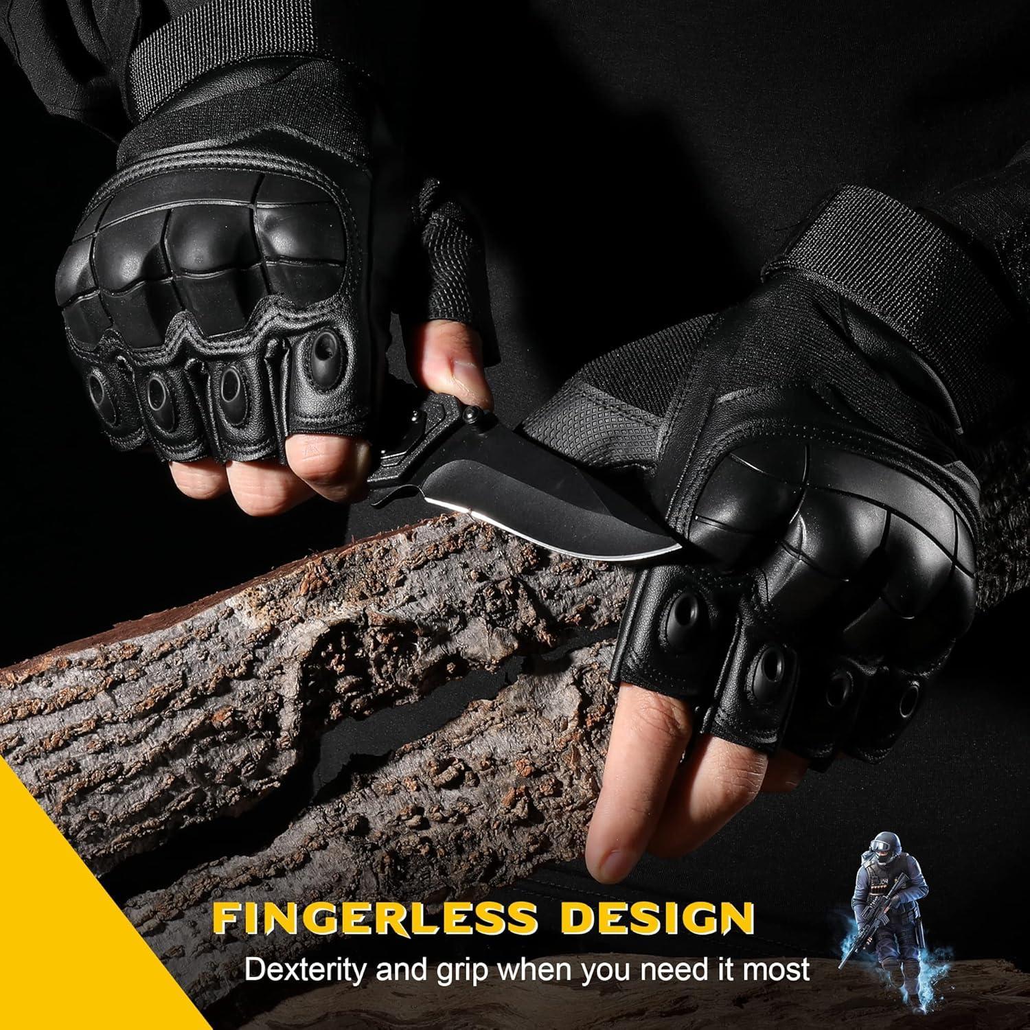 Guantes Tácticos Sin Dedos WTACTFUL para Motocicleta y Ciclismo