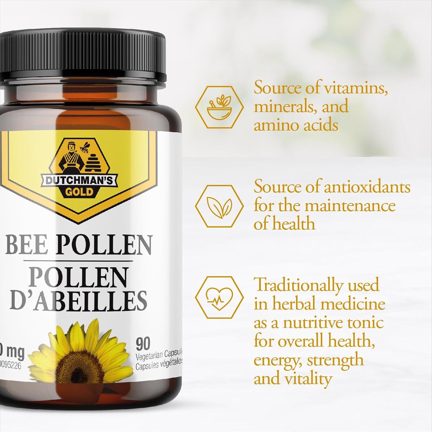 Cápsulas de Polen de Abeja Puro Dutchman's Gold 500 mg - 90 unidades