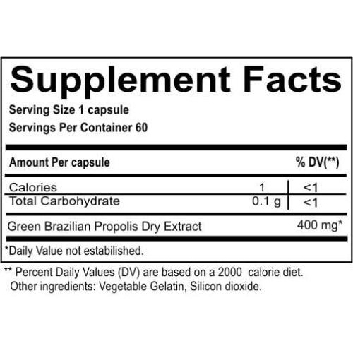 Cápsulas de Propóleos Verdes Brasileños Phytoflora 400mg - 60 Unidades