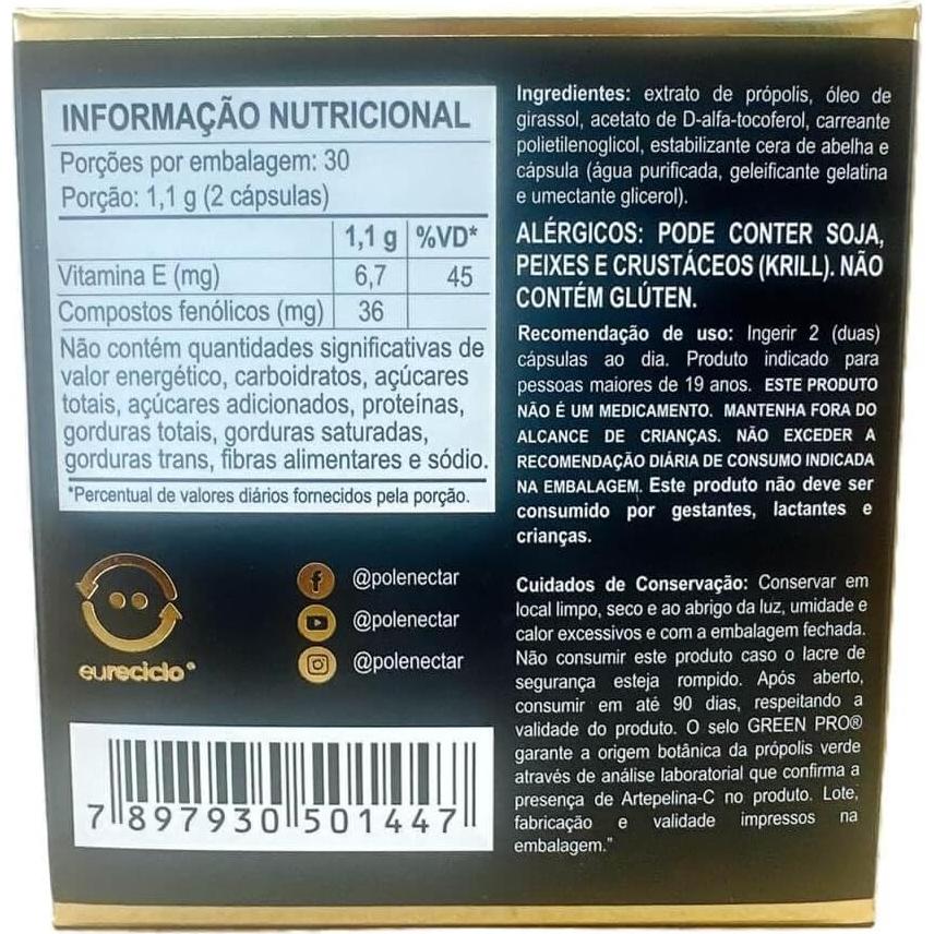 4 Cajas de Polenectar Propóleos Brasileños 300mg 60 Gelatinas