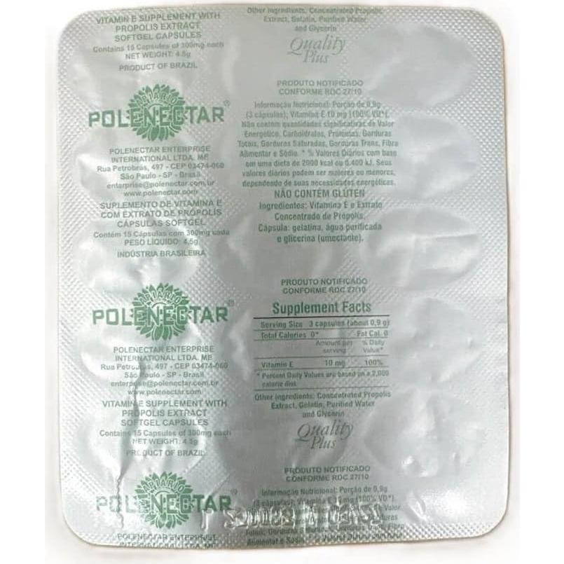 4 Cajas de Polenectar Propóleos Brasileños 300mg 60 Gelatinas