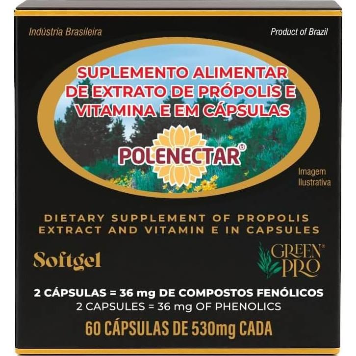 4 Cajas de Polenectar Propóleos Brasileños 300mg 60 Gelatinas