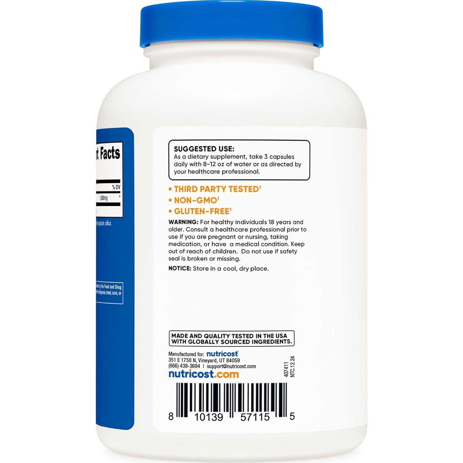 Polen de Abeja Nutricost 240 Cápsulas 1500mg Suplemento