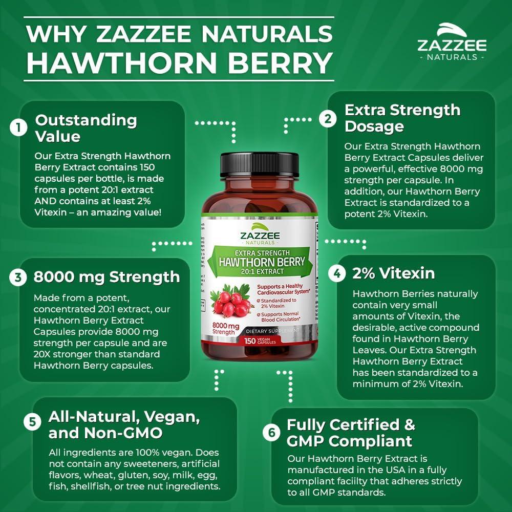 Extracto de Baya de Espino Zazzee Extra Fuerte 8000 mg 150 Cápsulas