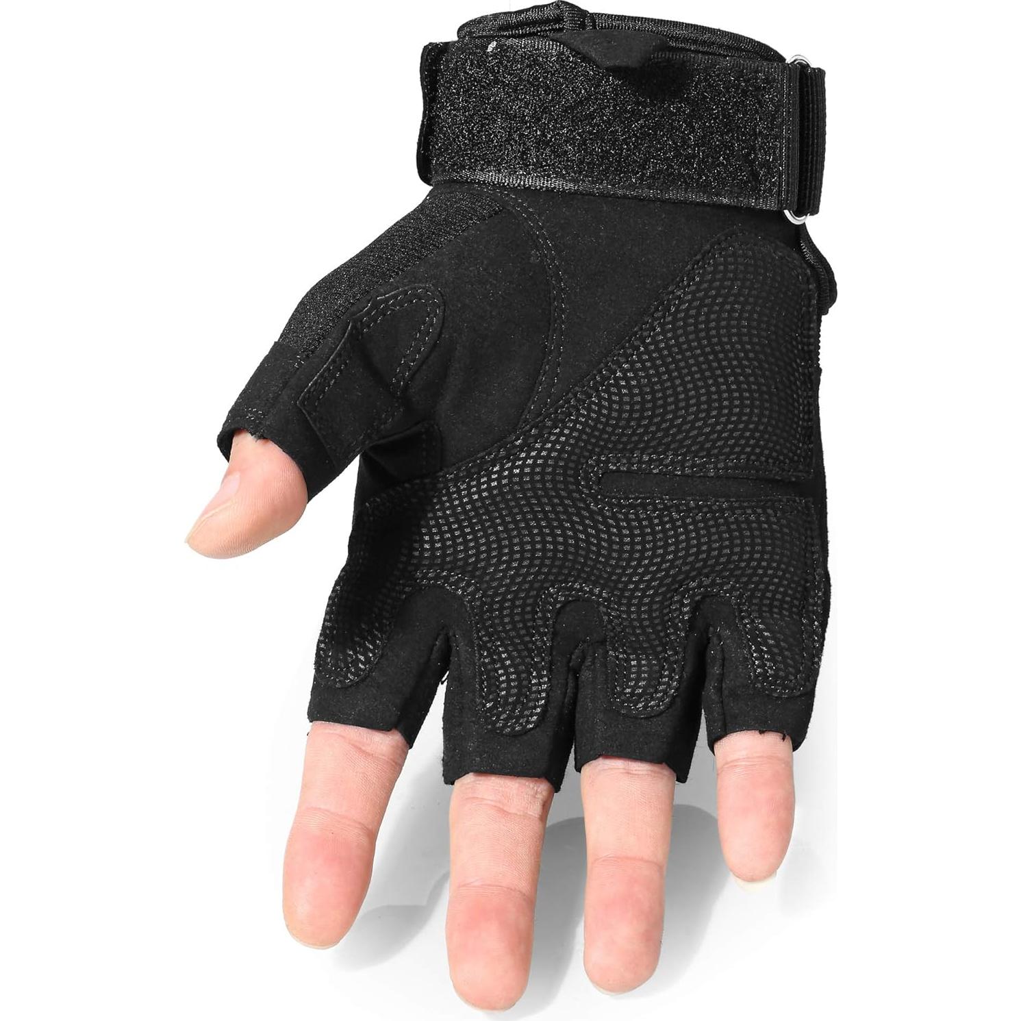 Guantes Tácticos WTACTFUL Sin Dedos para Motocicleta y Ciclismo