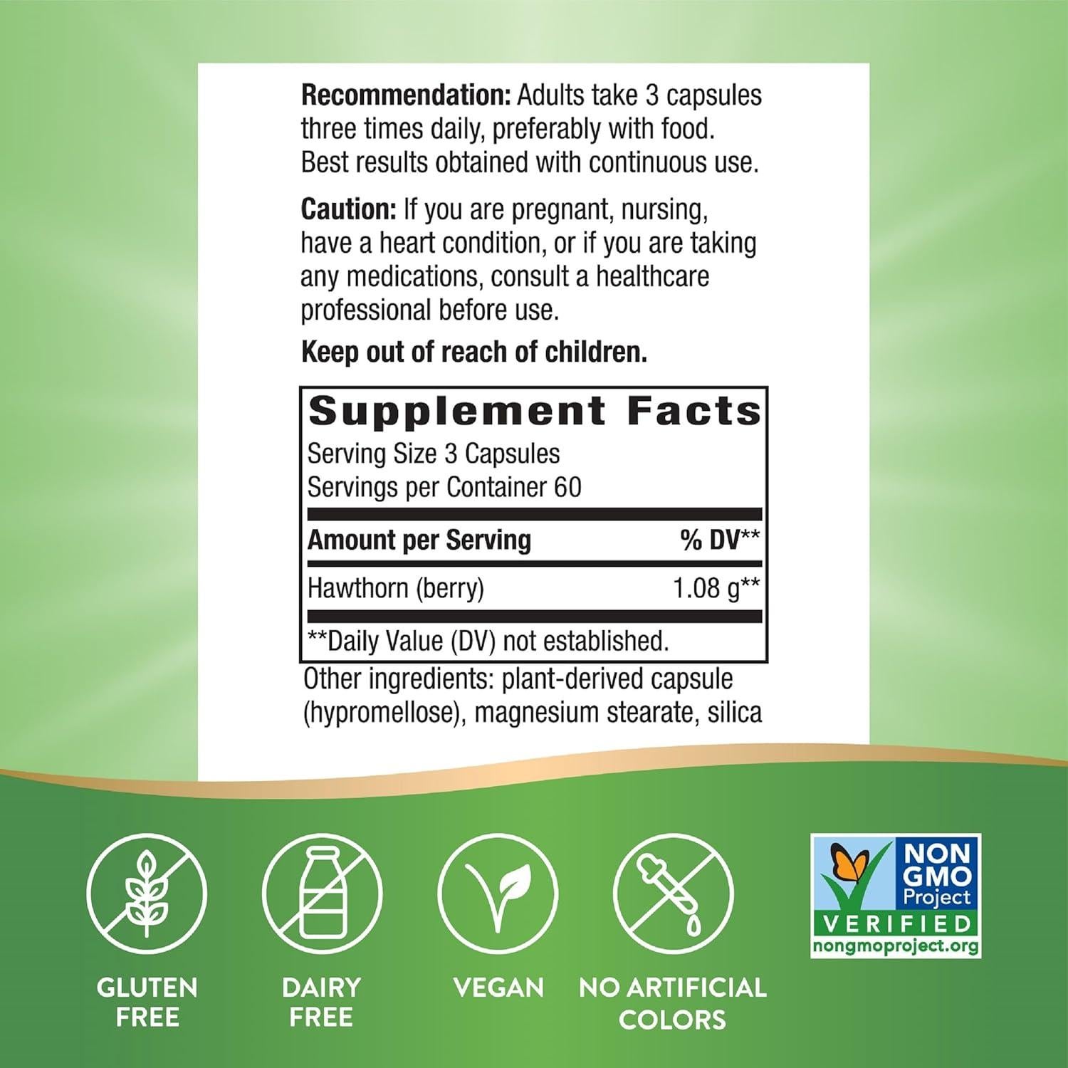 Bayas de Espino Nature's Way 180 Cápsulas Veganas - Salud Corazón