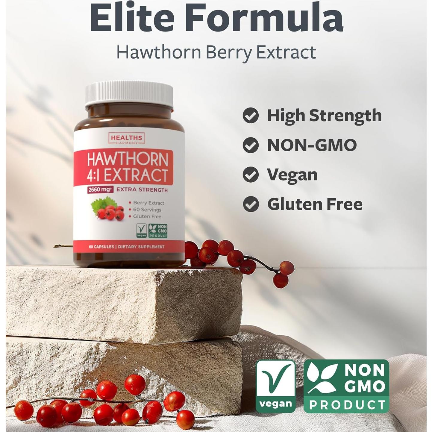 Cápsulas de Extracto de Baya de Espino Healths Harmony 60 Unidades