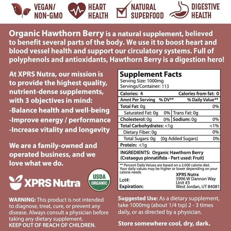 Polvo de Baya de Espino Orgánico XPRS Nutra 113.4g - Suplemento Vegano