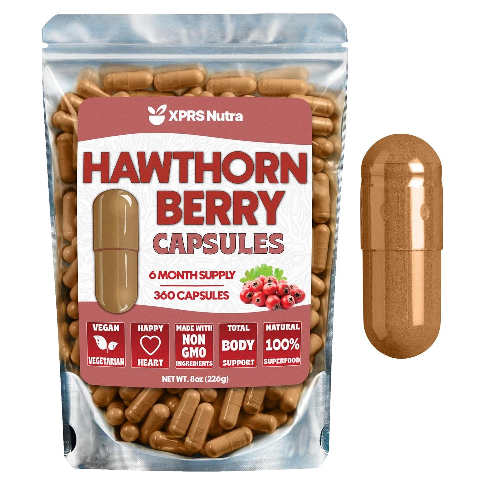Cápsulas de Baya de Espino XPRS Nutra - 360 Unidades - Soporte Cardiovascular