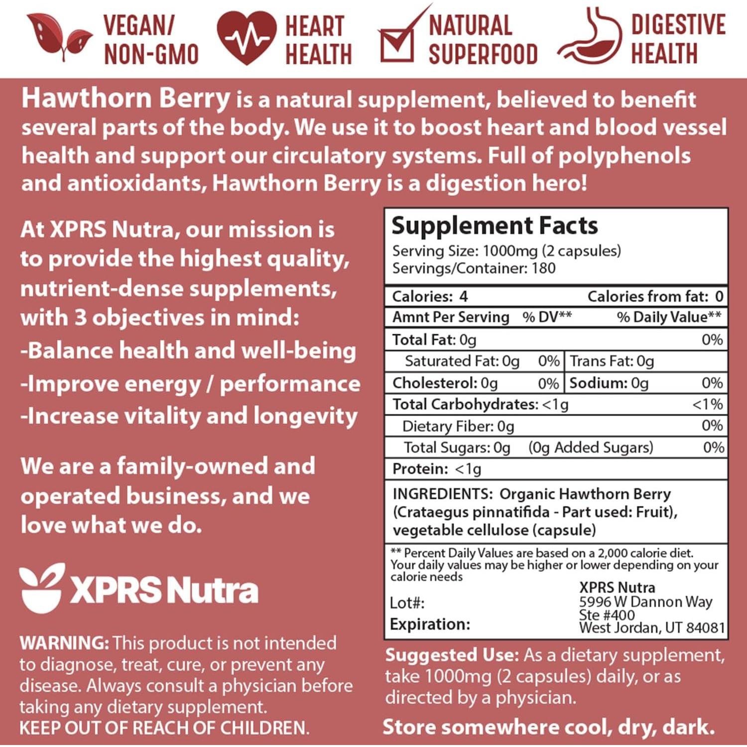 Cápsulas de Baya de Espino XPRS Nutra - 360 Unidades - Soporte Cardiovascular