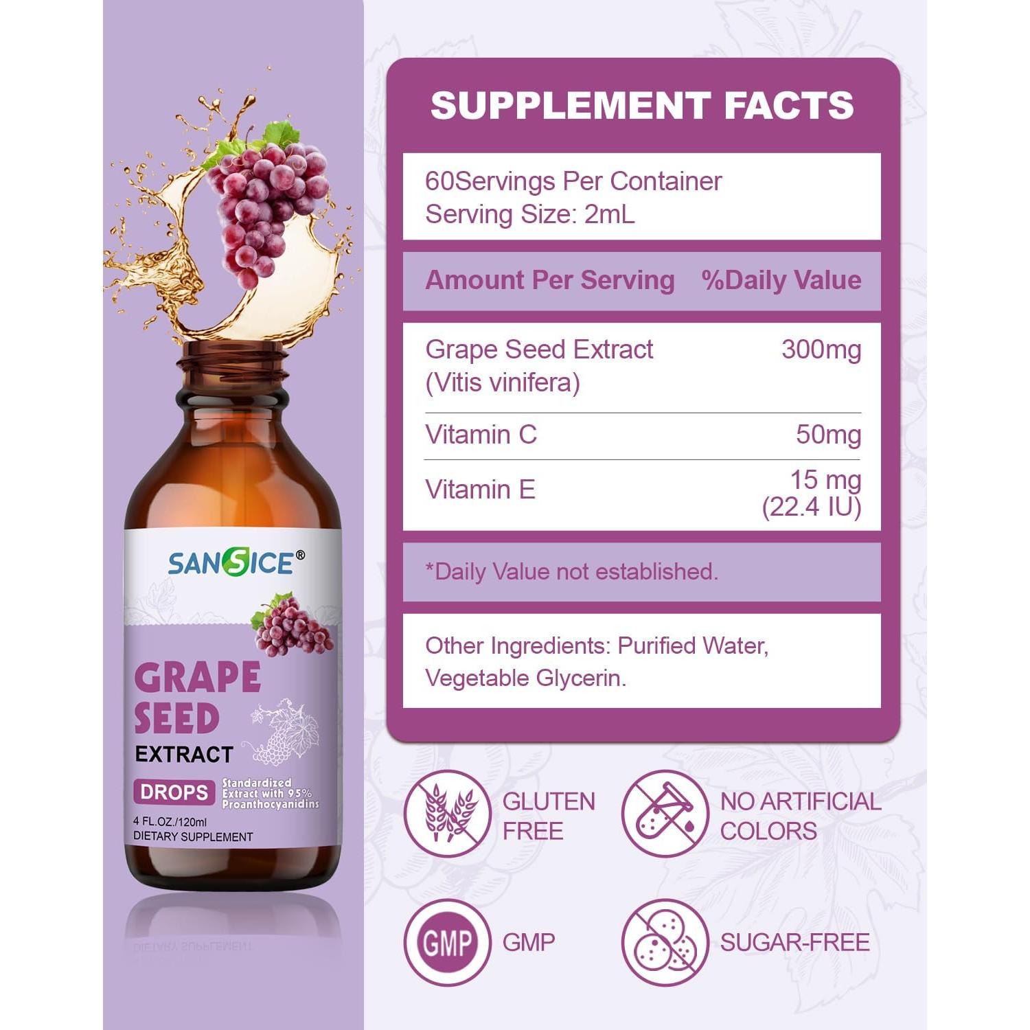 Suplemento Líquido de Semilla de Uva Orgánico SANSICE 300mg