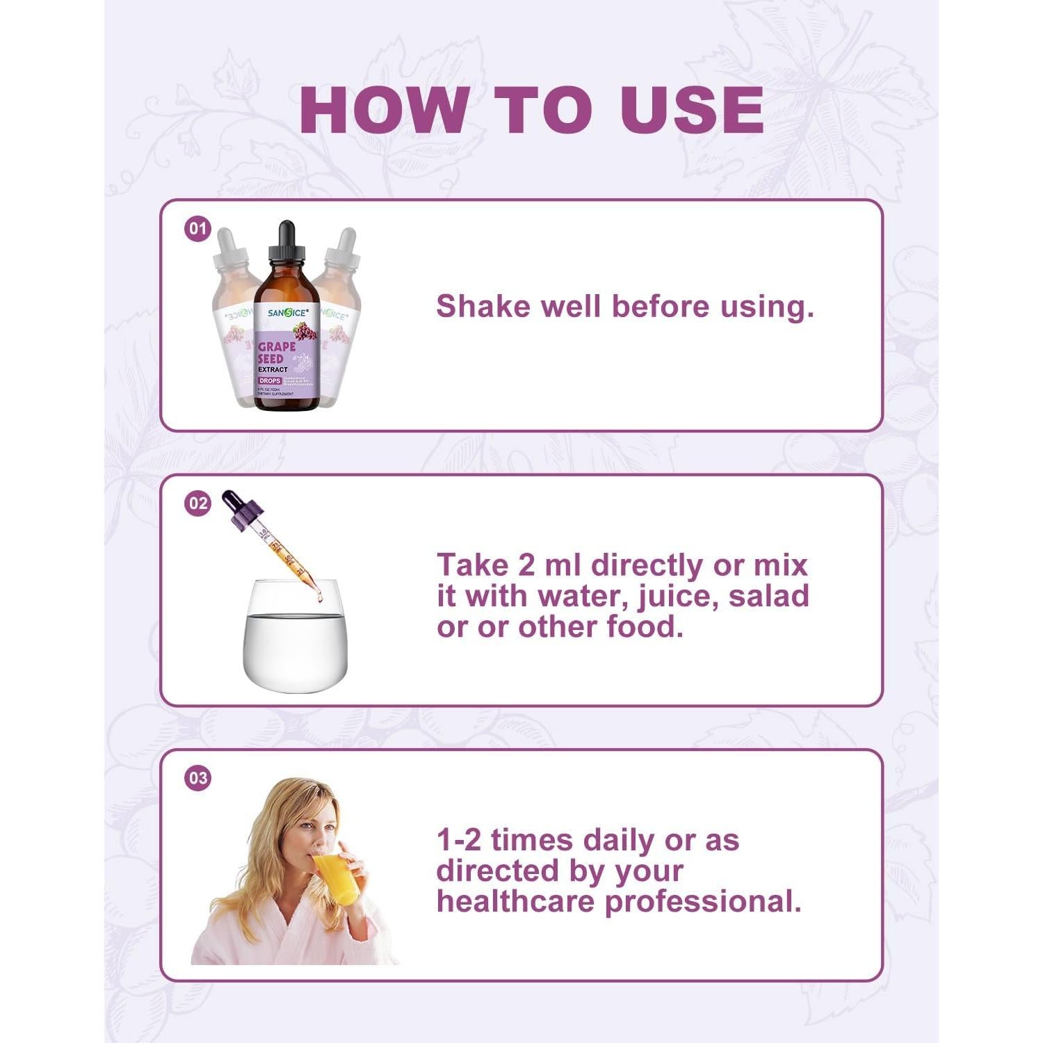 Suplemento Líquido de Semilla de Uva Orgánico SANSICE 300mg