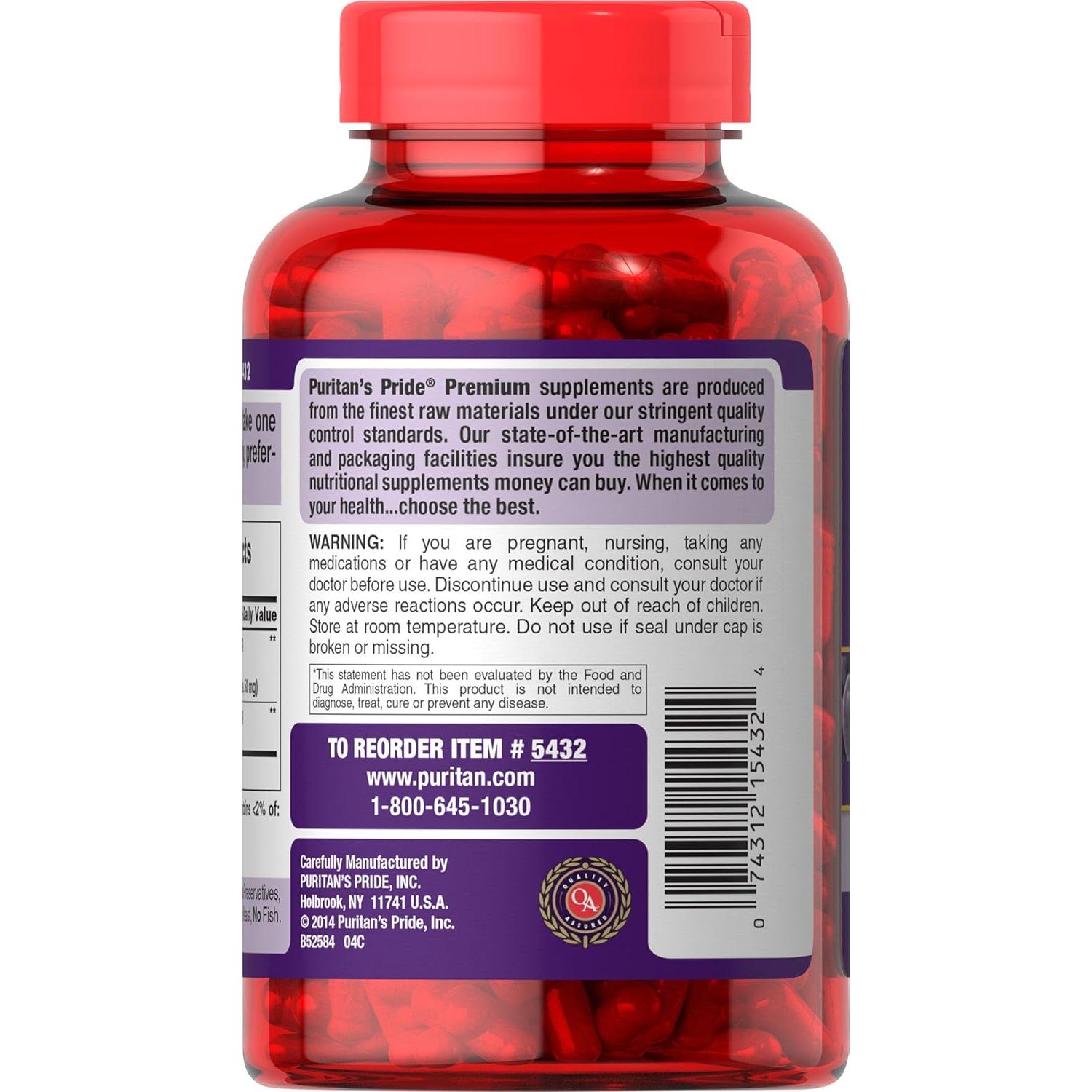 Puritan's Pride Grapeseed Extract 100mg with Citrus Bioflavonoid Complex, Dietary Supplement for Antioxidant and Heart Health Support, 200 Rapid Release Capsules