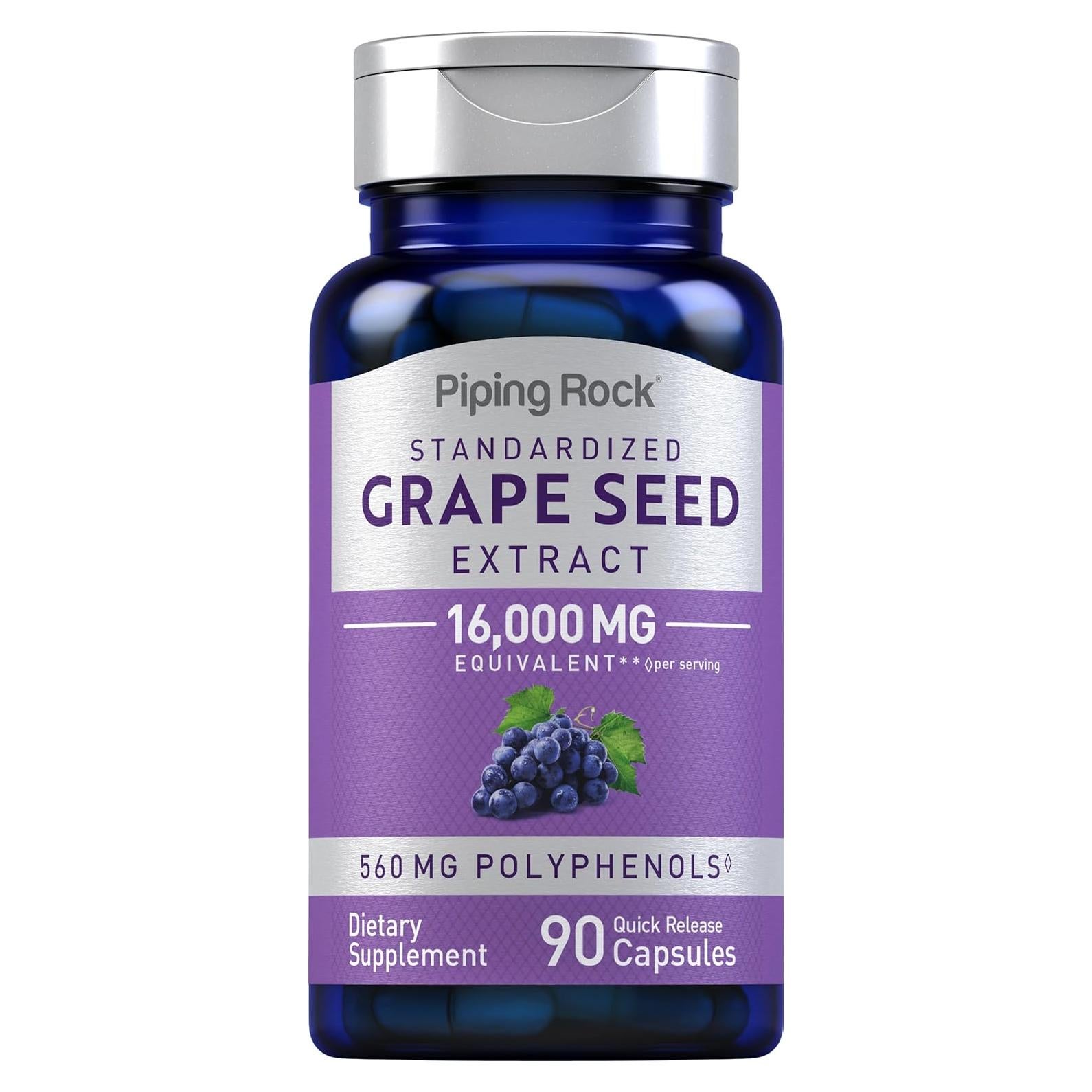 Extracto de Semilla de Uva Piping Rock 16,000 mg 90 Cápsulas