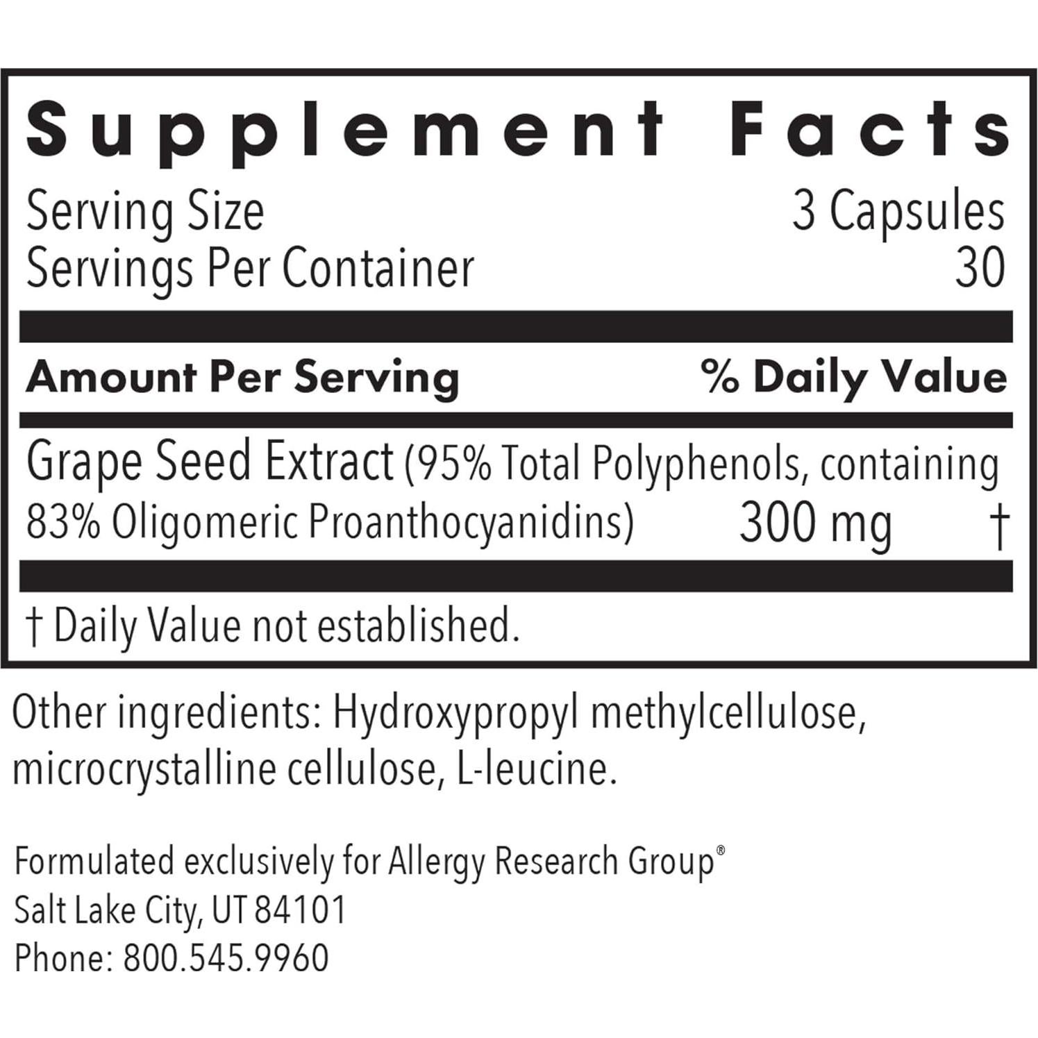 Cápsulas de Extracto de Semilla de Uva 300mg - 90 Unidades