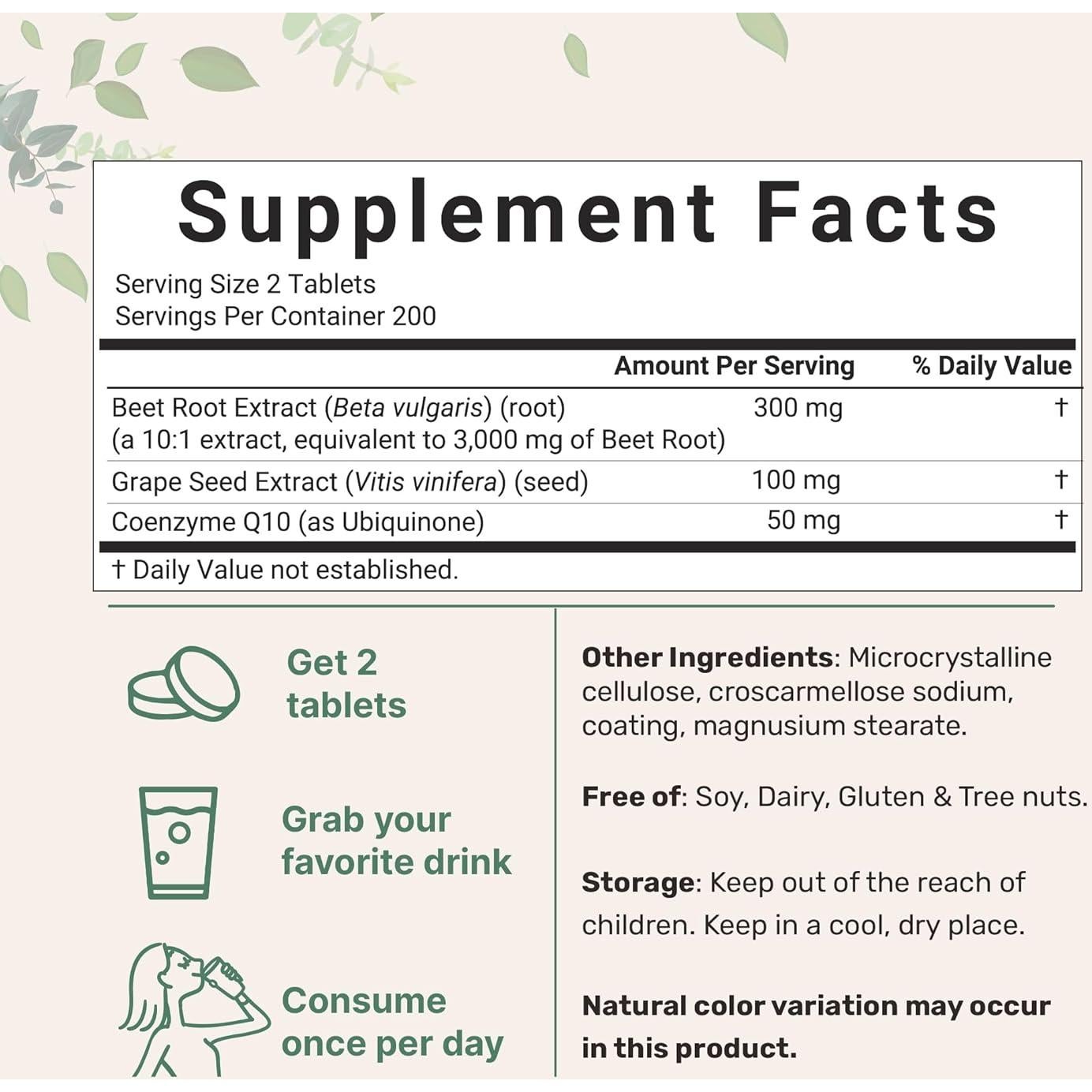 Suplemento de raíz de remolacha 3000mg Micro Ingredients 400 tabletas