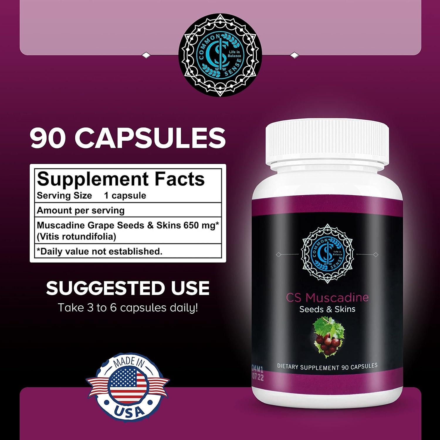 Cápsulas de Extracto de Semilla y Piel de Uva Muscadina - 90 Unidades