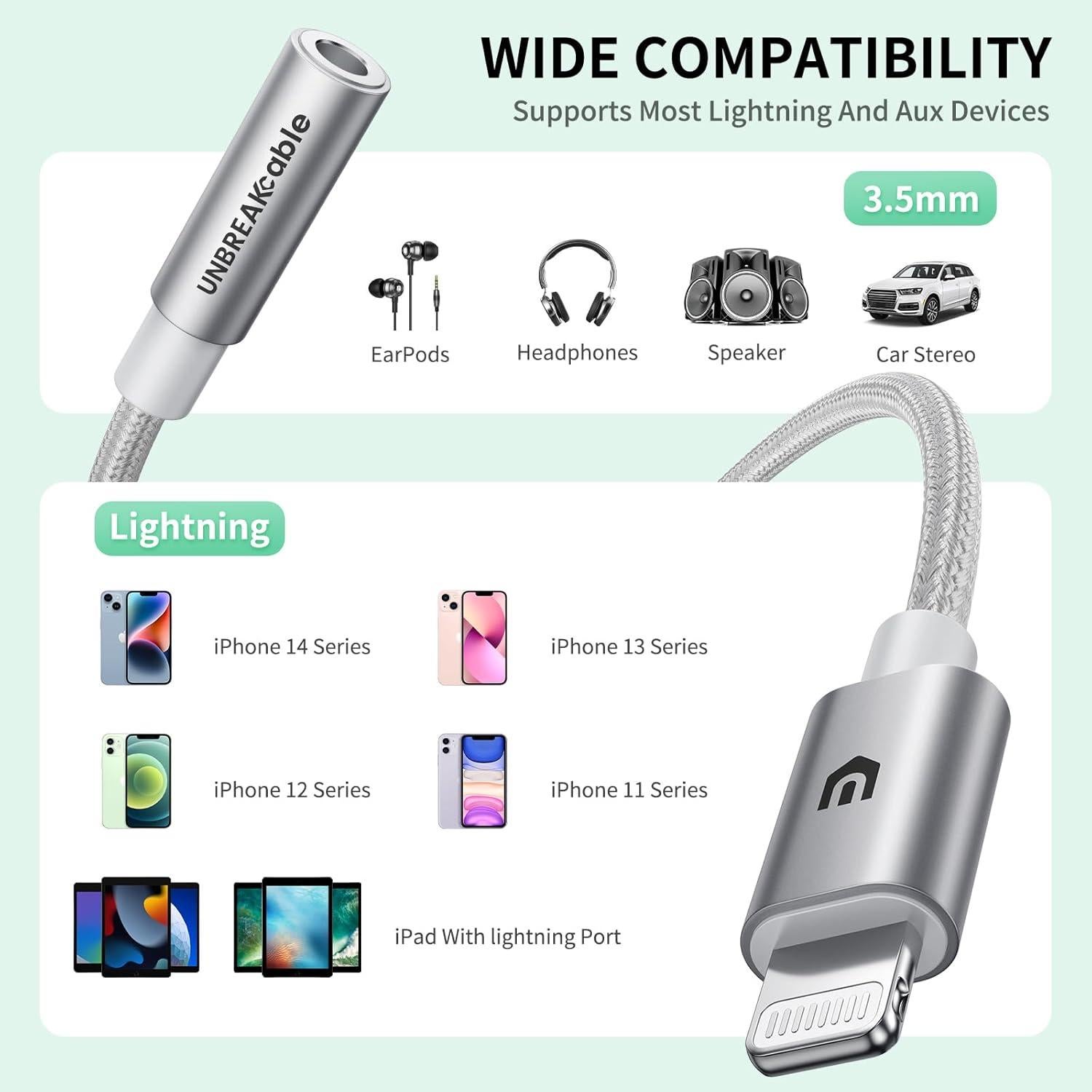 Adaptador de Auriculares UNBREAKcable Lightning a 3.5mm
