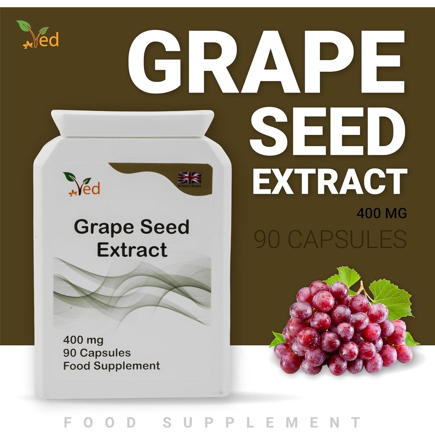 Cápsulas de Extracto de Semilla de Uva Ved 400 mg - 90 Veganas