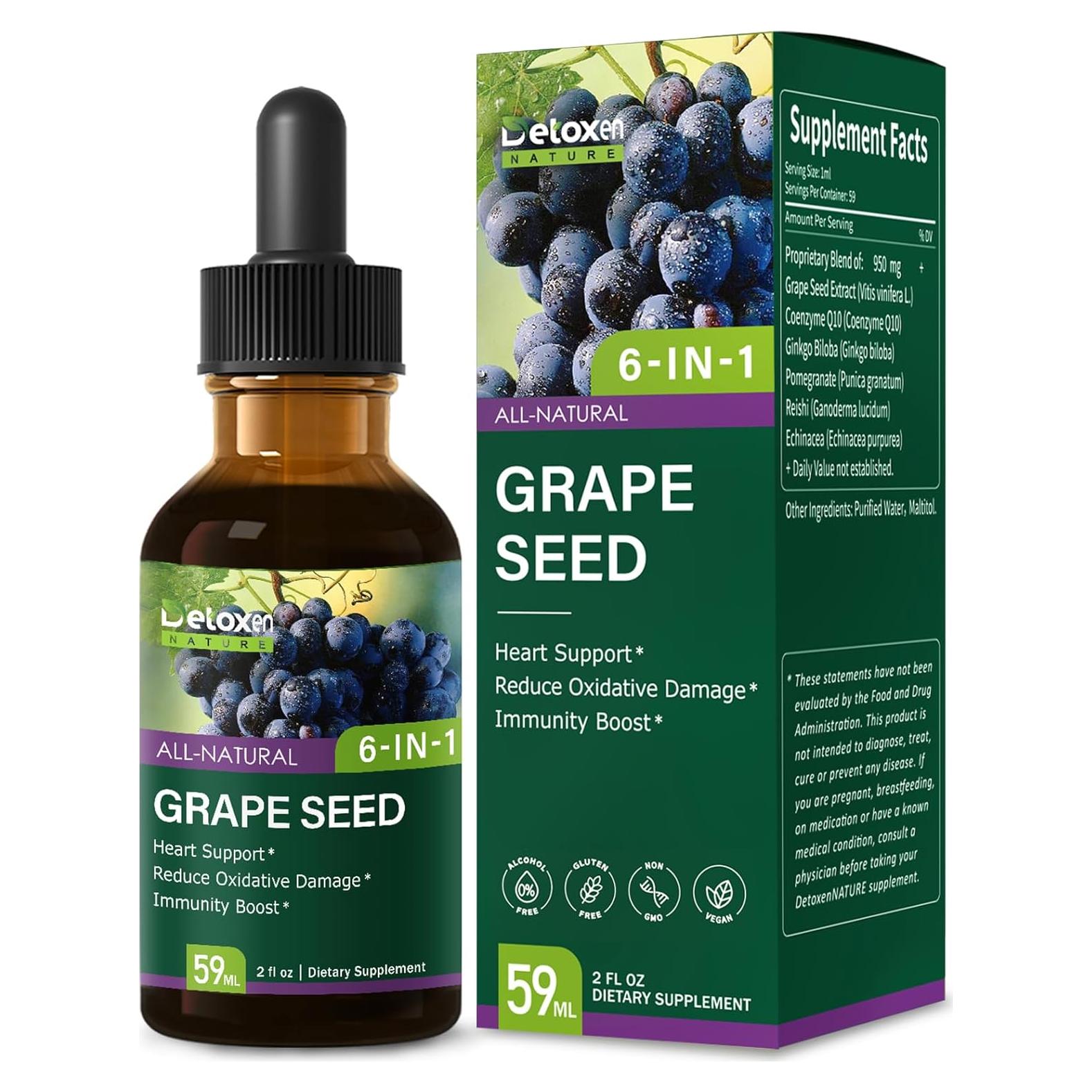Extracto de Semillas de Uva DetoxenNATURE 59 ml - Soporte Cardíaco y Inmunidad