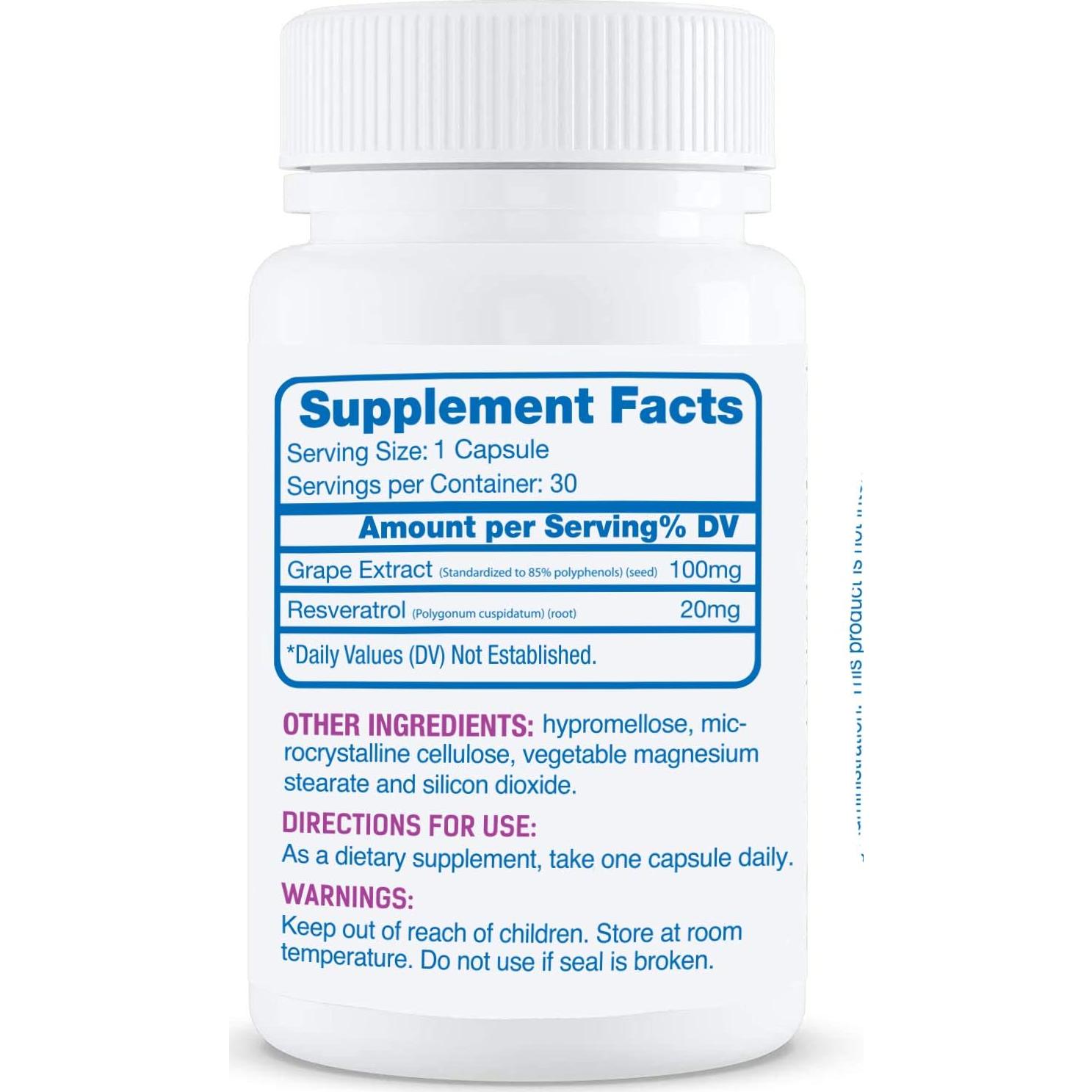 Suplemento de Resveratrol Hyalogic 30 Cápsulas - Salud Piel y Ojos