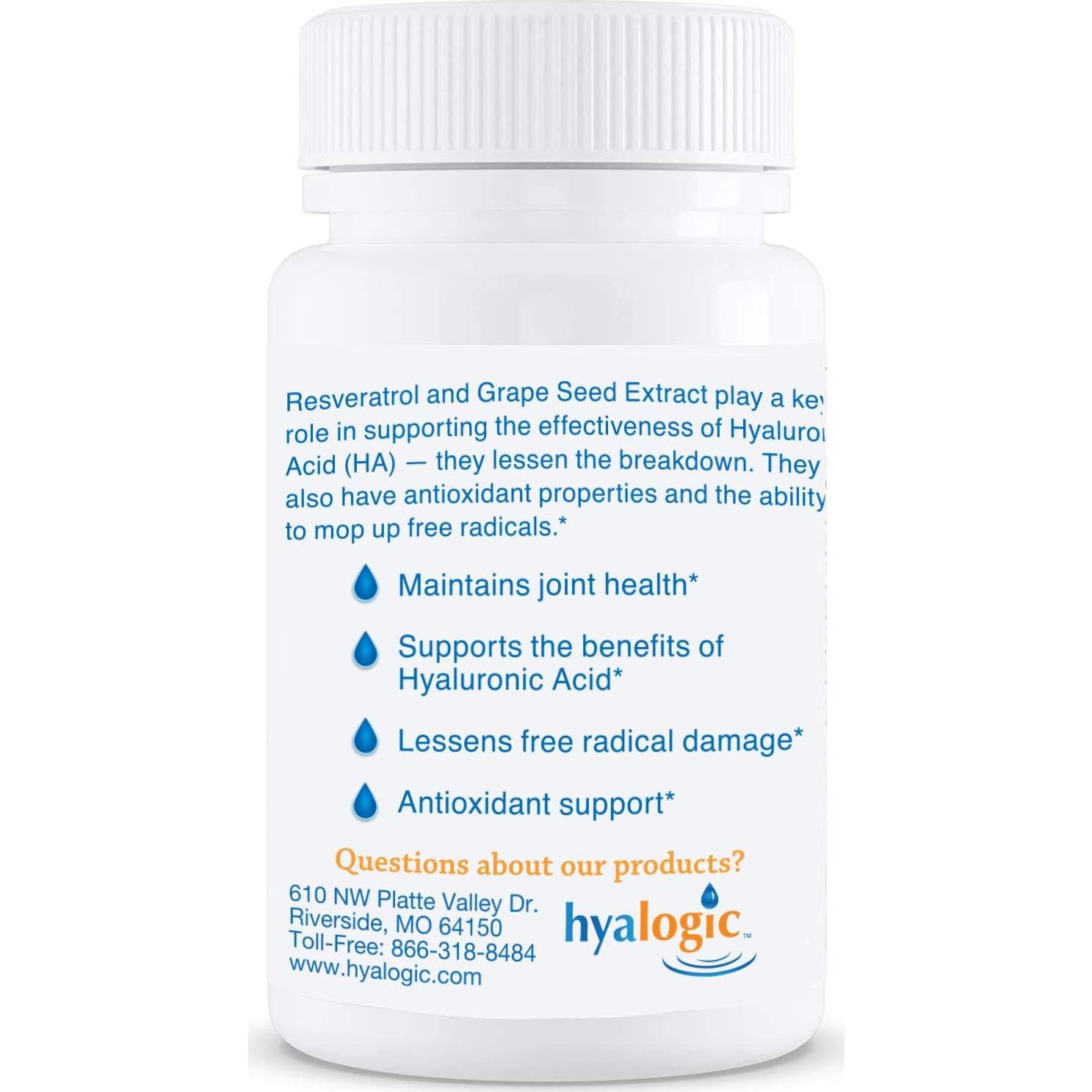 Suplemento de Resveratrol Hyalogic 30 Cápsulas - Salud Piel y Ojos