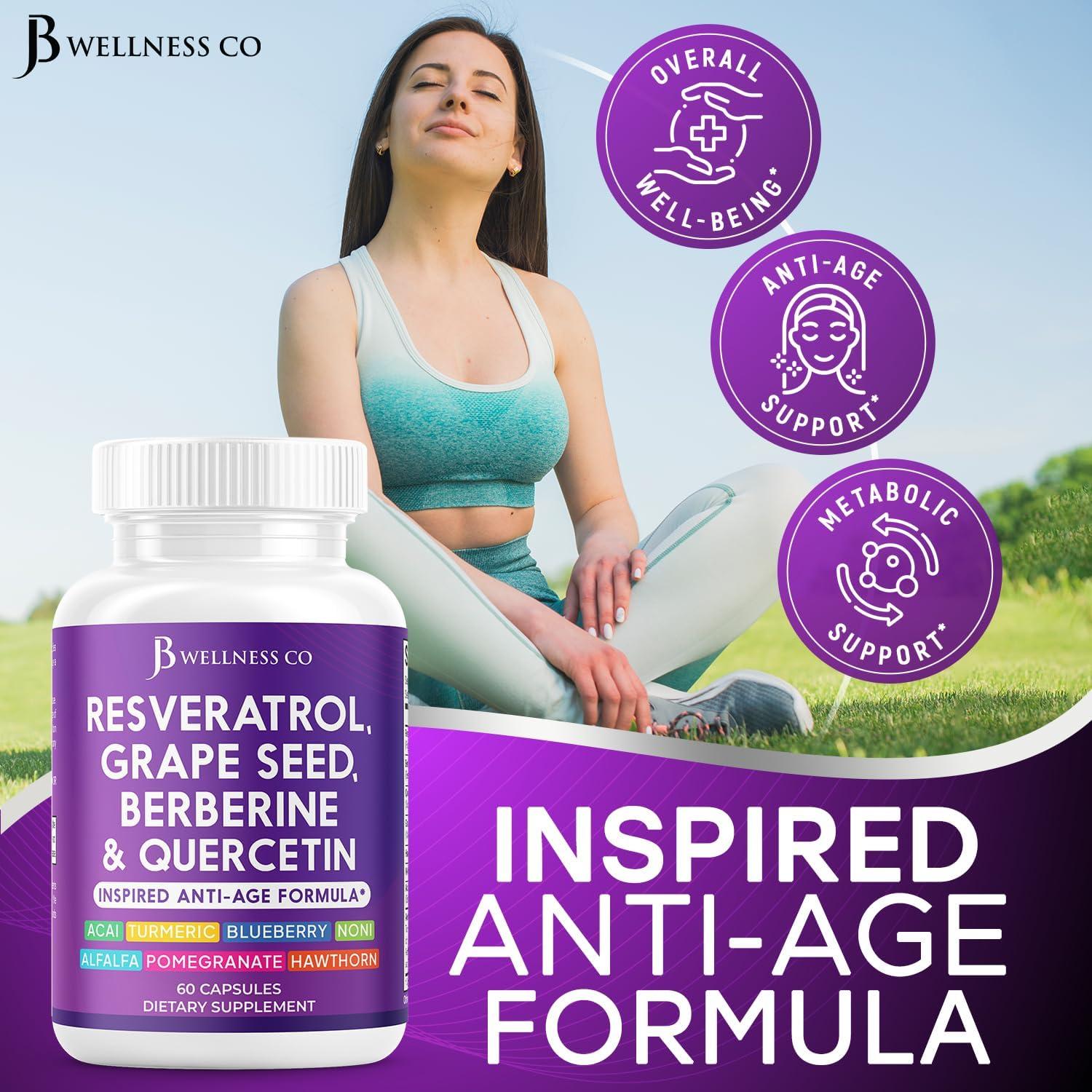 Suplemento Polifenoles JB Wellness - Resveratrol 120 Cápsulas