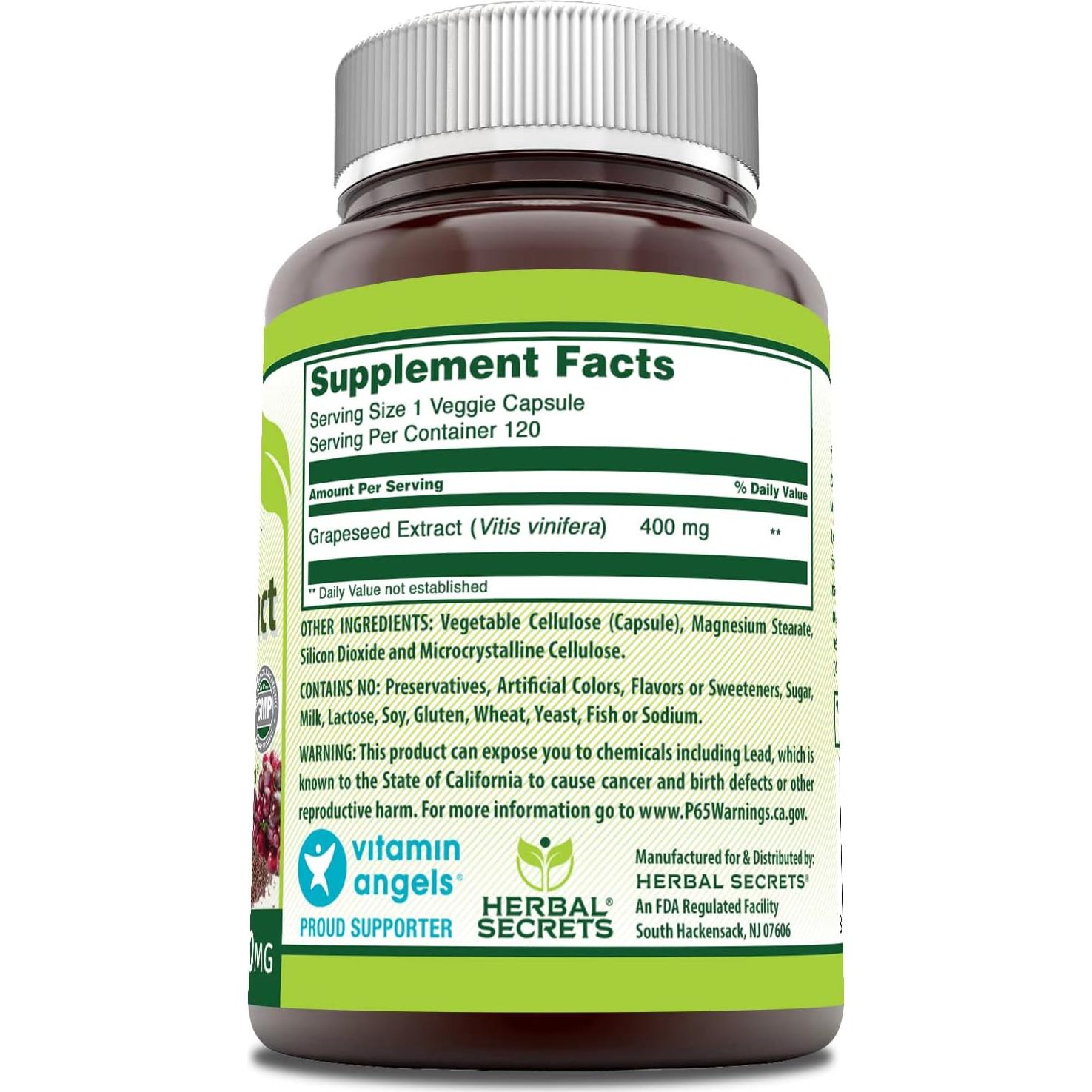 Extracto de Semilla de Uva Herbal Secrets 400 mg 120 Cápsulas