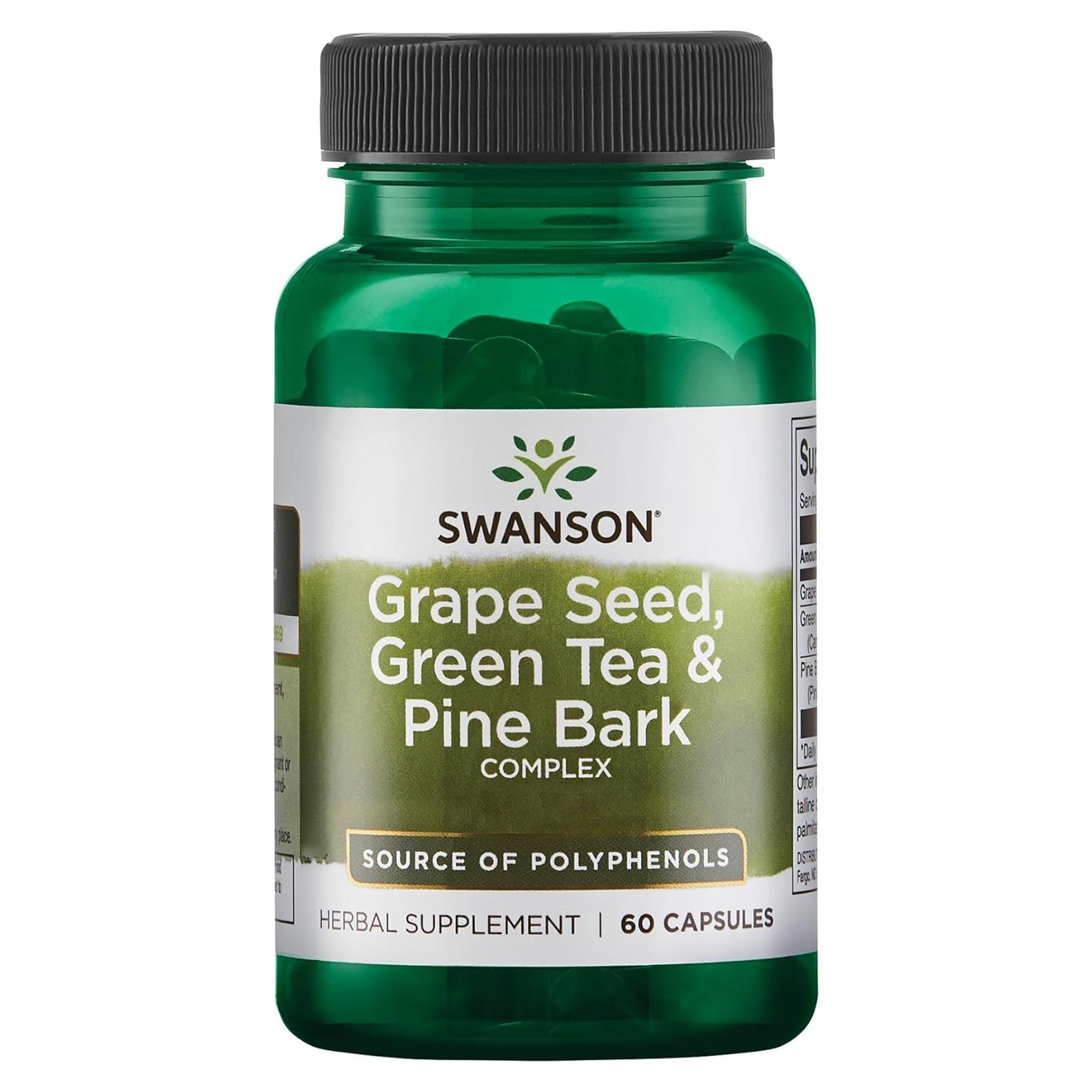 Suplemento Herbal Swanson de Semilla de Uva y Té Verde 60 Cápsulas