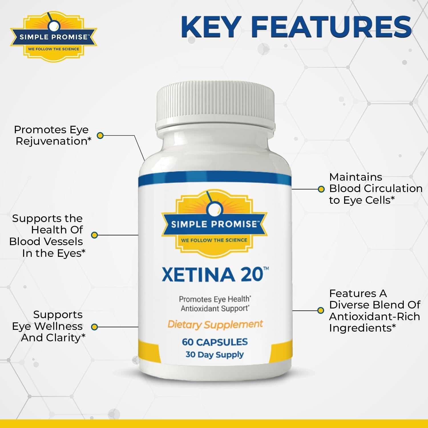 Suplemento Ocular Xetina 20 - Luteína y Zeaxantina 60 Cápsulas