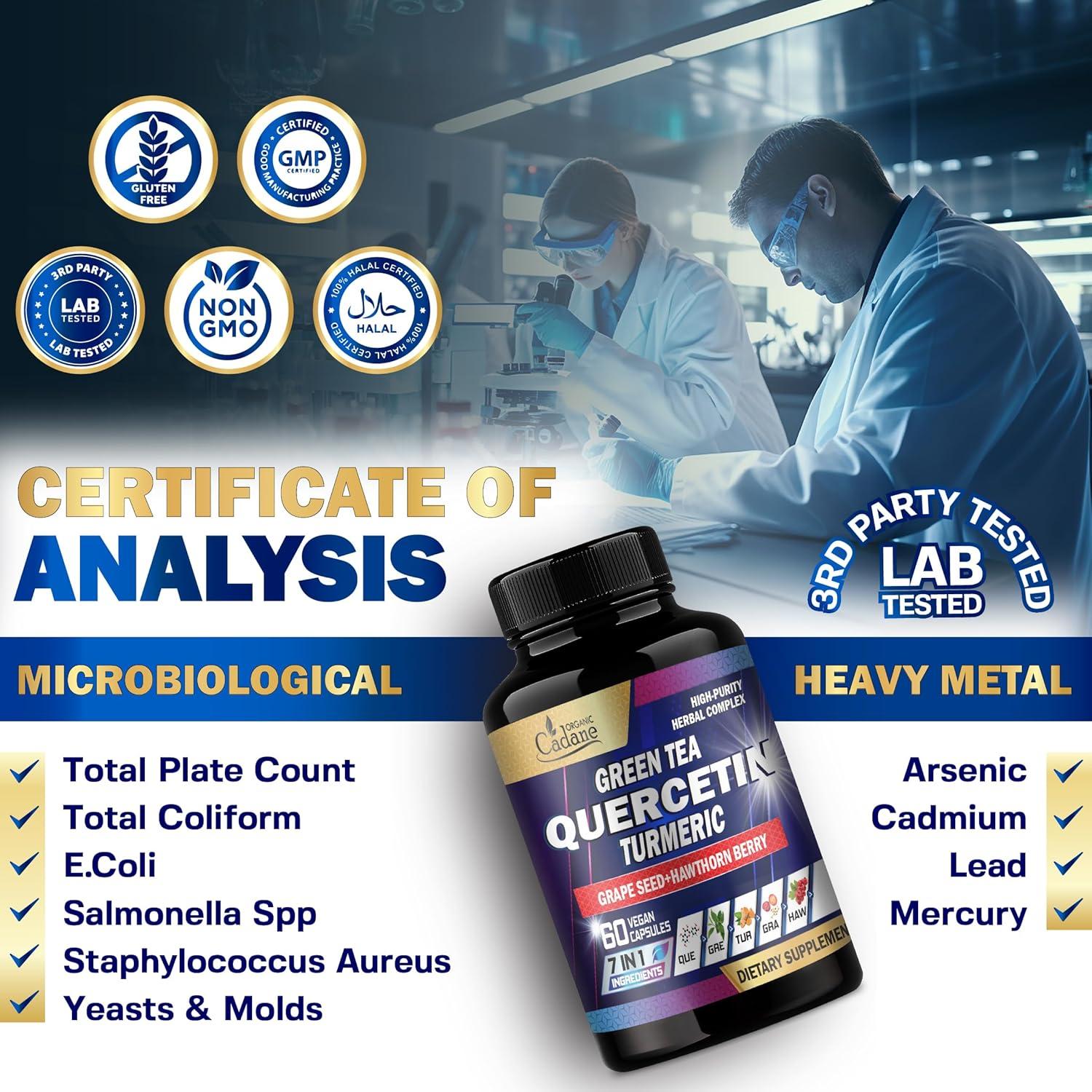 Suplemento de Quercetina Orgánica Cadane - 60 Cápsulas