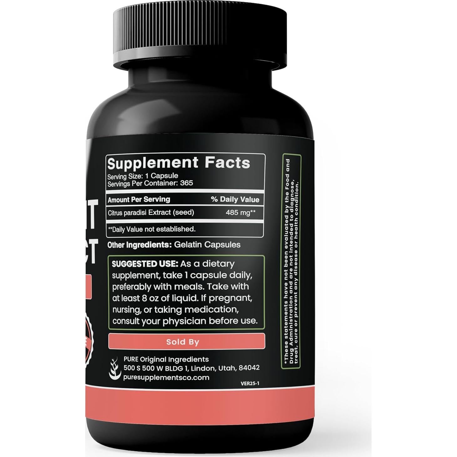 Extracto de Semilla de Pomelo Pure Original Ingredients 365 Cápsulas