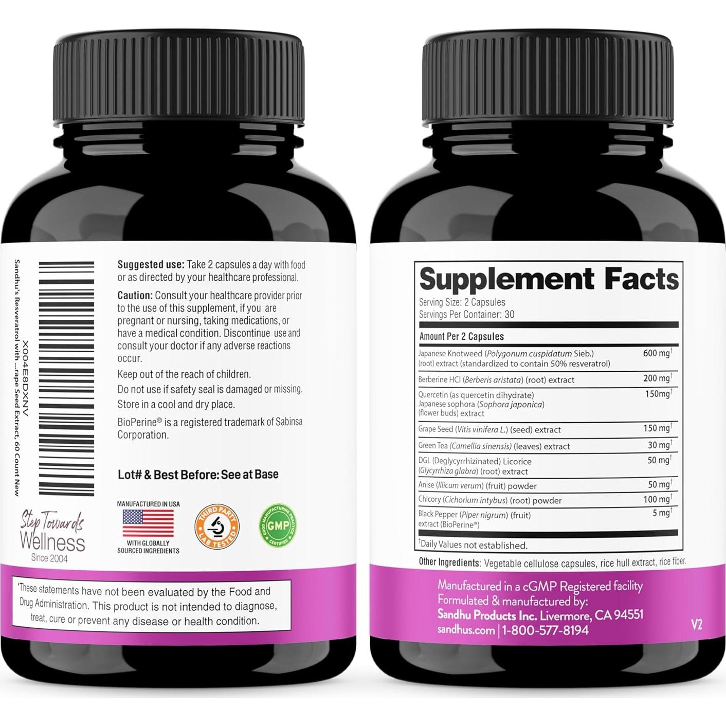 Resveratrol Sandhu 60 Cápsulas - Suplemento Digestivo Natural