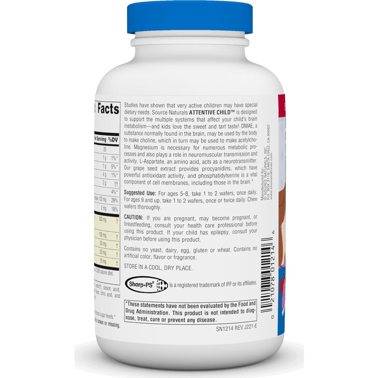 Source Naturals Niño Atento - Suplemento Cognitivo 60 Tabletas