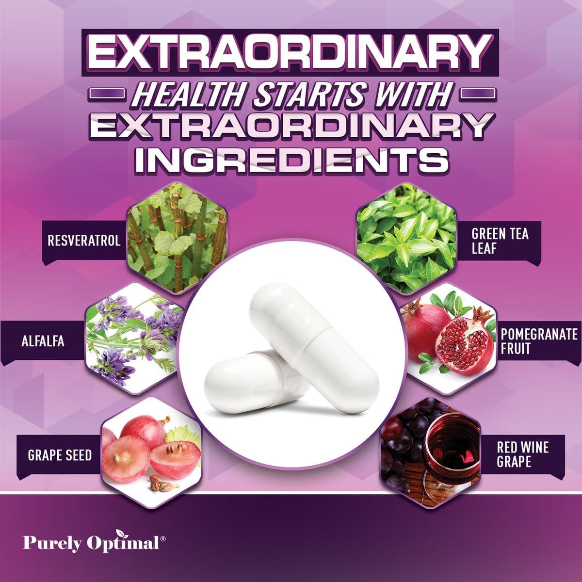 Suplemento de Resveratrol Óptimo Puro 1500mg - 60 Cápsulas Veganas