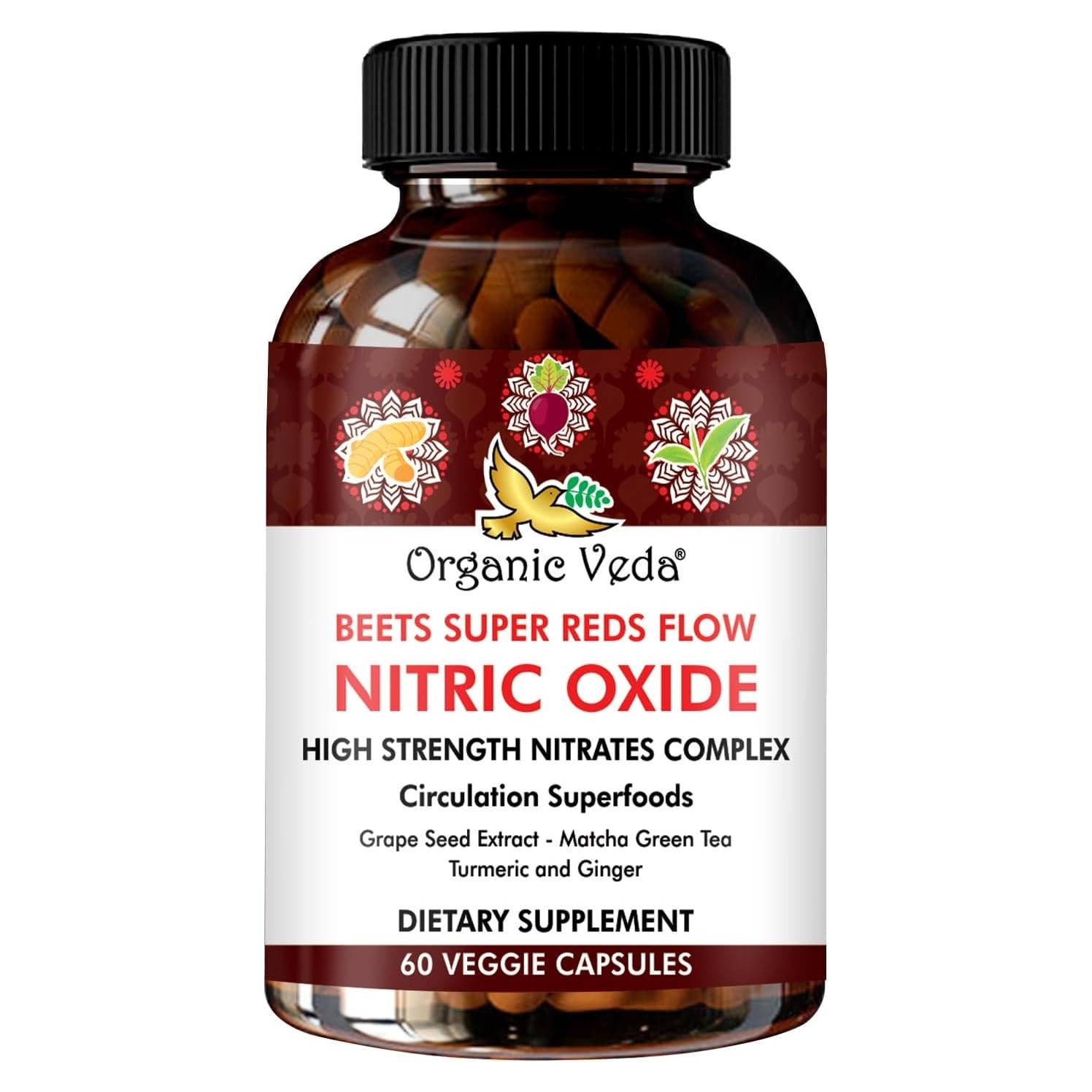 Cápsulas de Óxido Nítrico Organic Veda - 60 Veganas