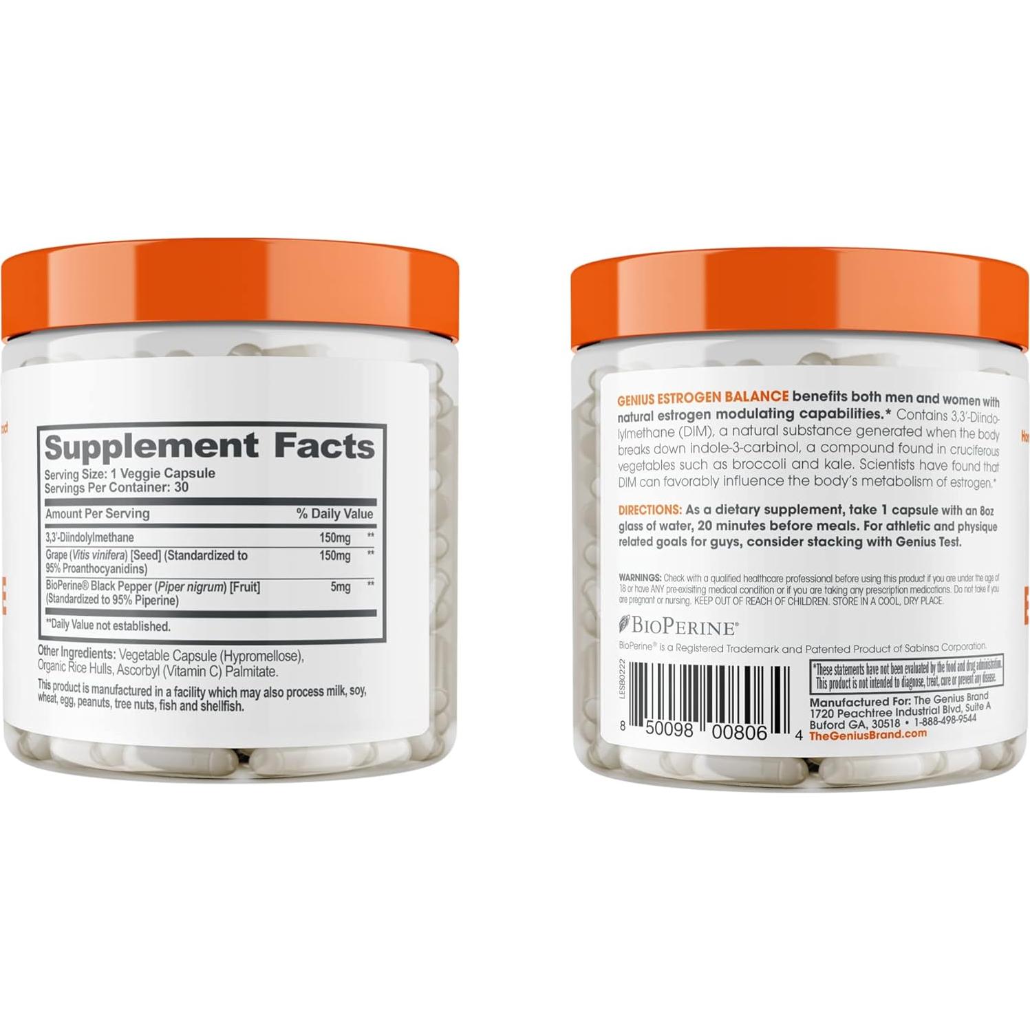 Suplemento Equilibrio de Estrógeno Genius - 30 Cápsulas