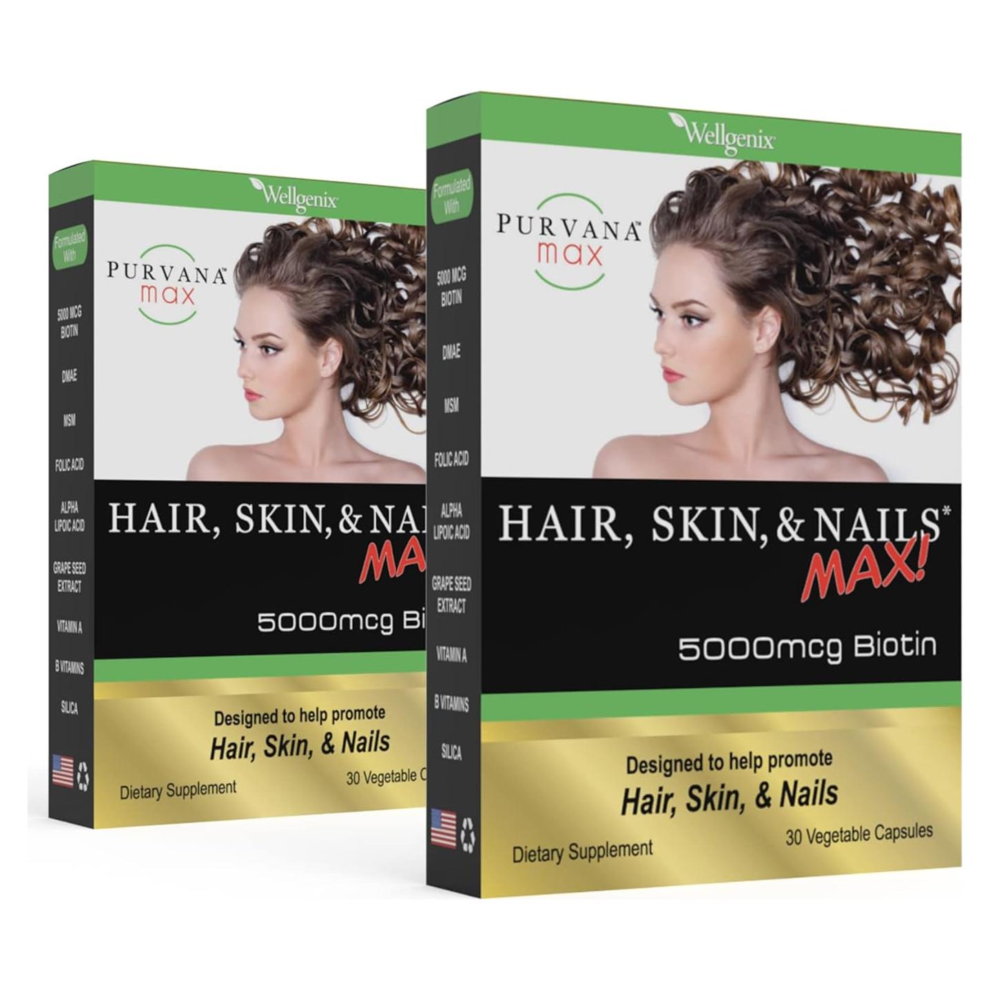 Suplemento Vegano Purvana Max Cabello, Piel y Uñas - 30 Cápsulas