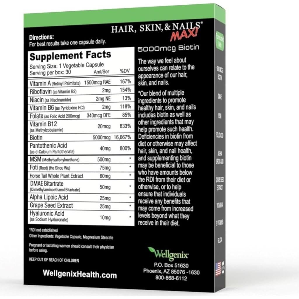 Suplemento Vegano Purvana Max Cabello, Piel y Uñas - 30 Cápsulas