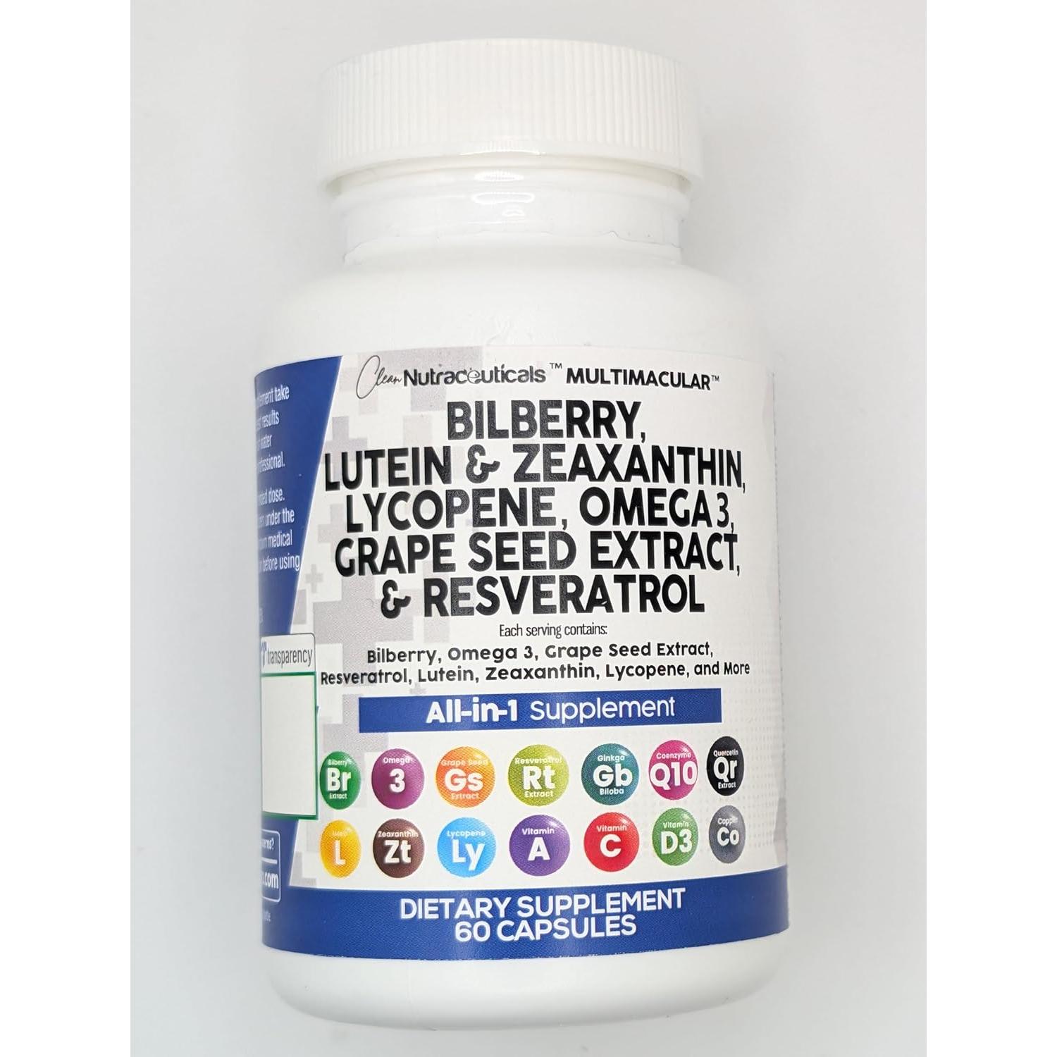 Vitaminas Oculares Clean Nutraceuticals con Luteína y Omega 3 - 2 Paquetes