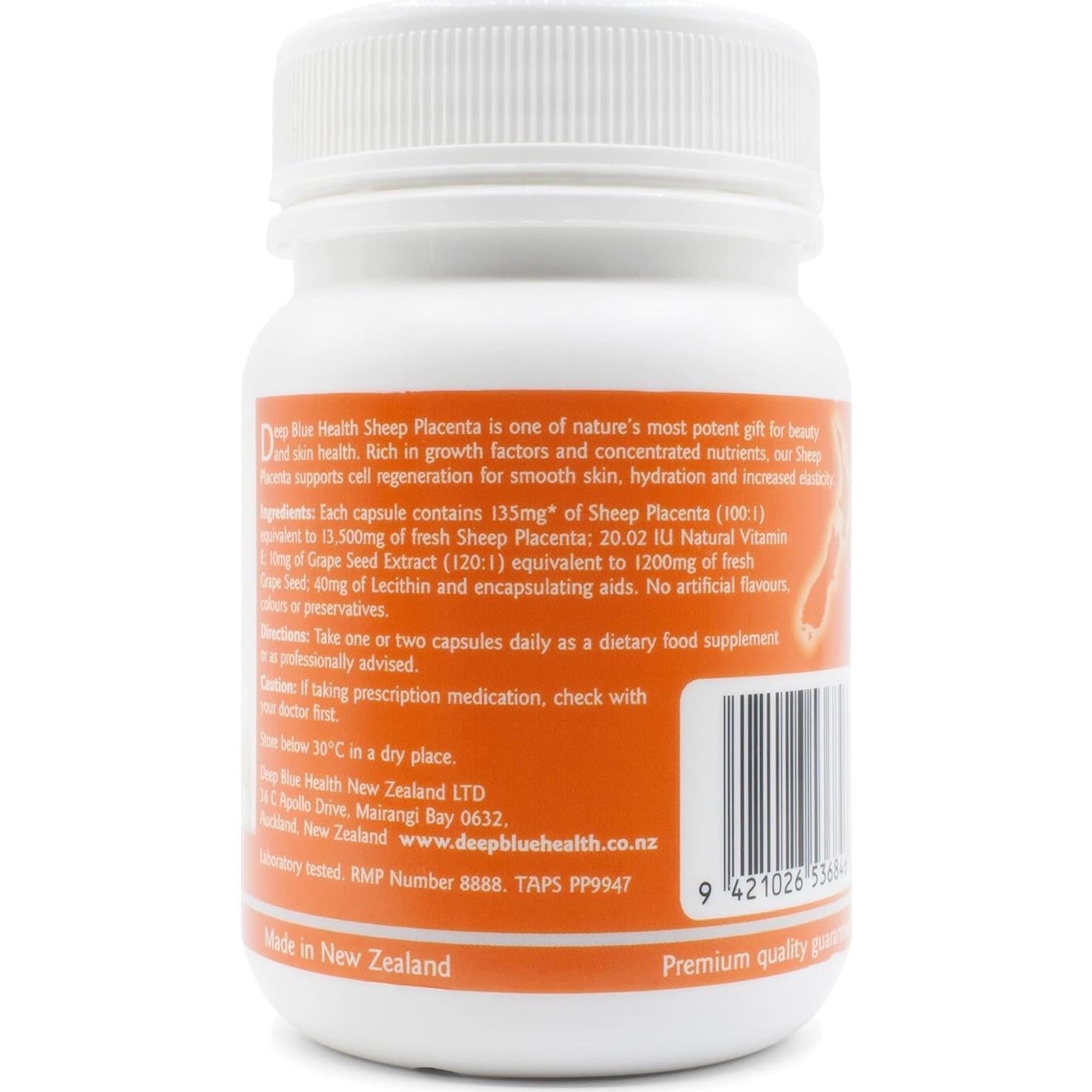 Suplemento de Placenta de Oveja Deep Blue Health 13500mg x 60 Cápsulas