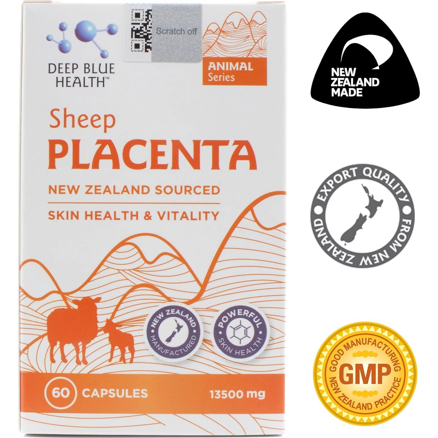 Suplemento de Placenta de Oveja Deep Blue Health 13500mg x 60 Cápsulas