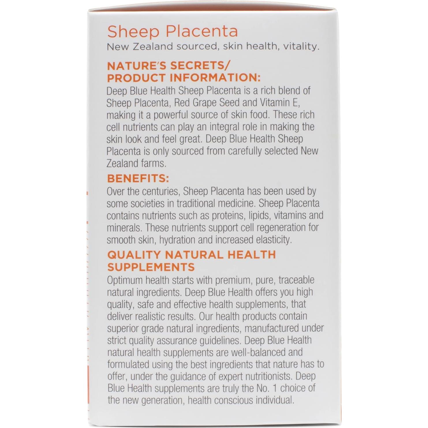 Suplemento de Placenta de Oveja Deep Blue Health 13500mg x 60 Cápsulas