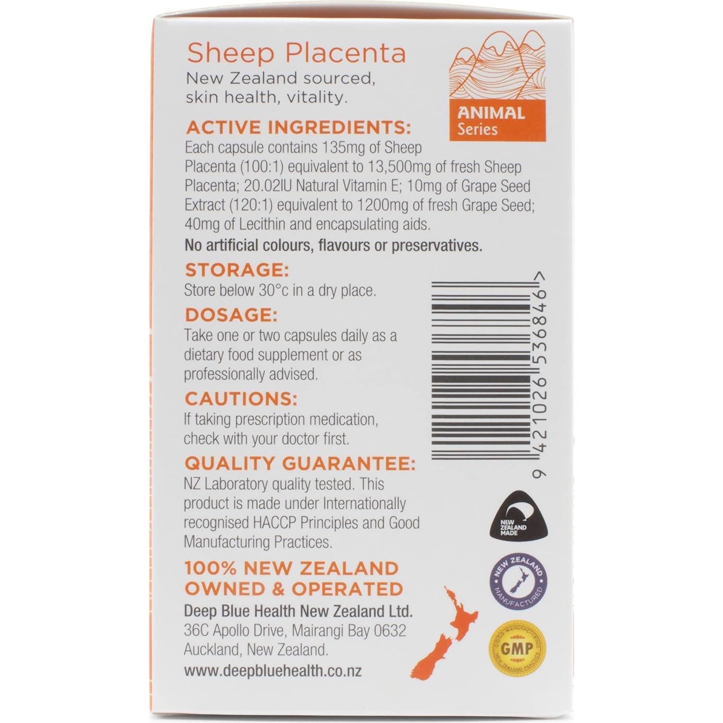 Suplemento de Placenta de Oveja Deep Blue Health 13500mg x 60 Cápsulas